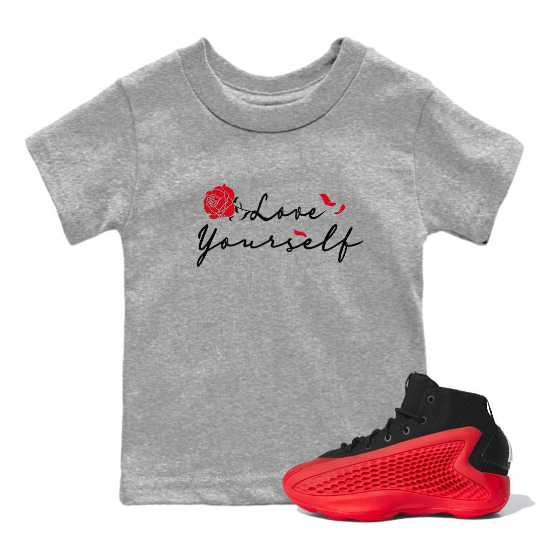 AE 1 Bred shirts to match jordans Love Yourself sneaker match tees AE 1 Bred match shoes to clothes Drip Gear Zone Youth Baby Heather Grey 1 tee