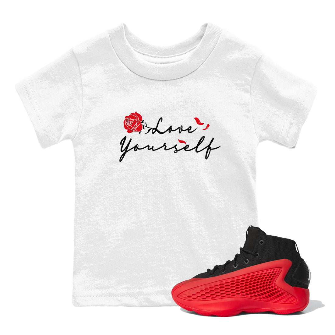 AE 1 Bred shirts to match jordans Love Yourself sneaker match tees AE 1 Bred match shoes to clothes Drip Gear Zone Youth Baby White 1 tee