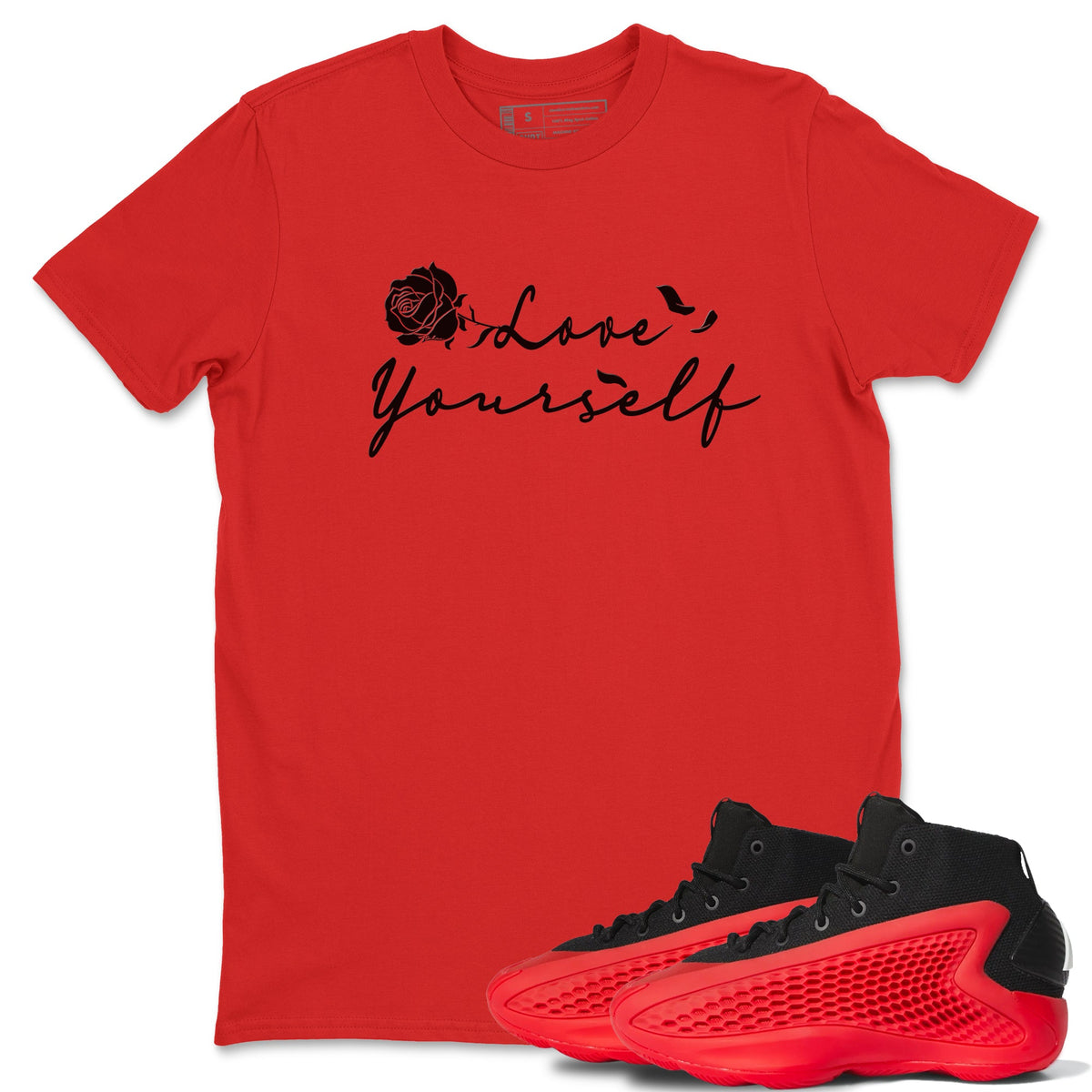 AE 1 Bred shirts to match jordans Love Yourself sneaker match tees AE 1 Bred match shoes to clothes Drip Gear Zone unisex cotton Red 1 shirts