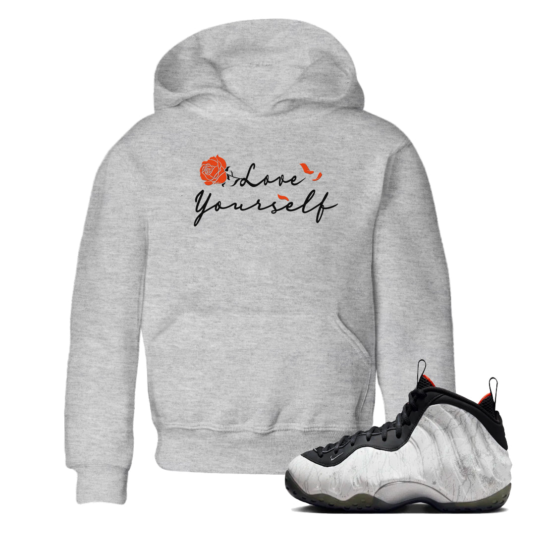 Foams One Jin shirts to match jordans Love Yourself sneaker match tees Foams One Jin match shoes to clothes Drip Gear Zone Youth Baby Heather Grey 1 tee