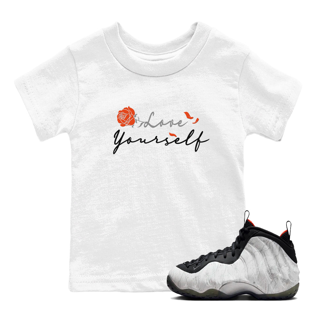 Foams One Jin shirts to match jordans Love Yourself sneaker match tees Foams One Jin match shoes to clothes Drip Gear Zone Youth Baby White 1 tee