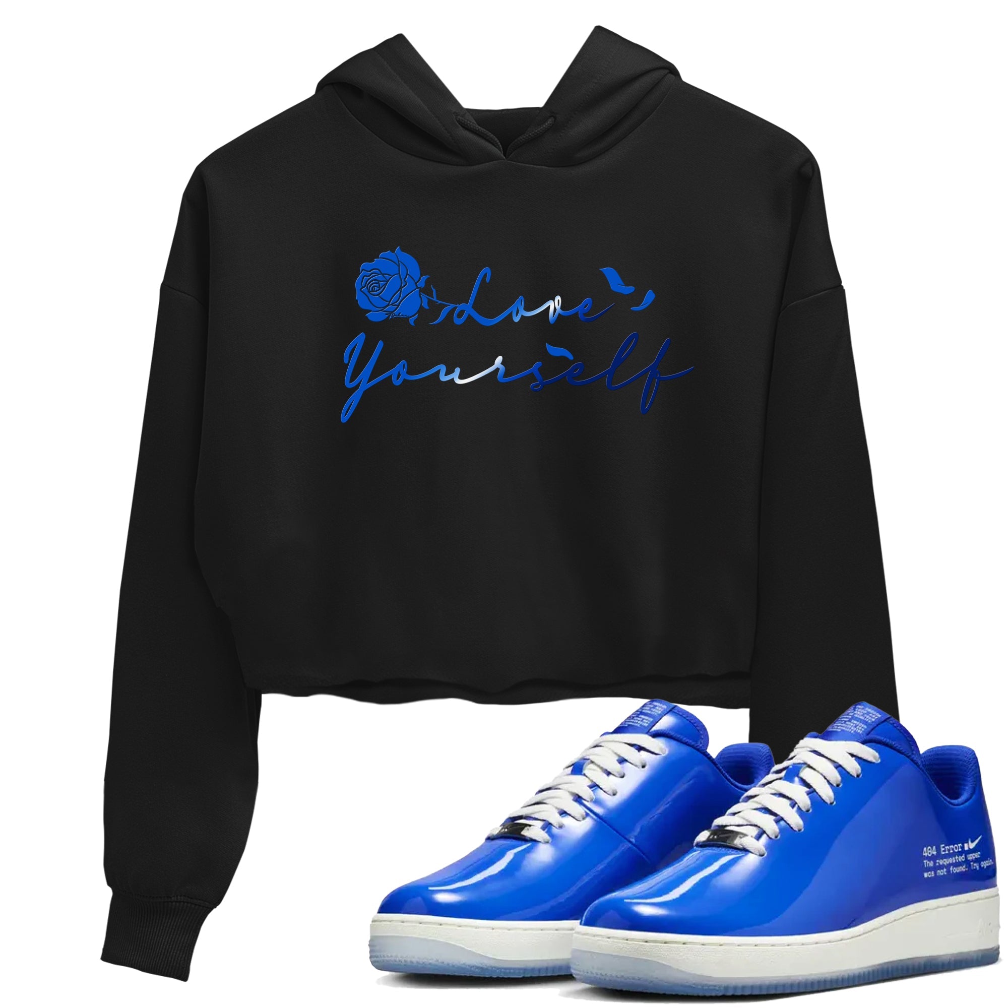 Air Force 1 404 Error shirt to match jordans Love Yourself sneaker tees Air Force 1 404 Error Drip Gear Zone Black 1 crop length shirt