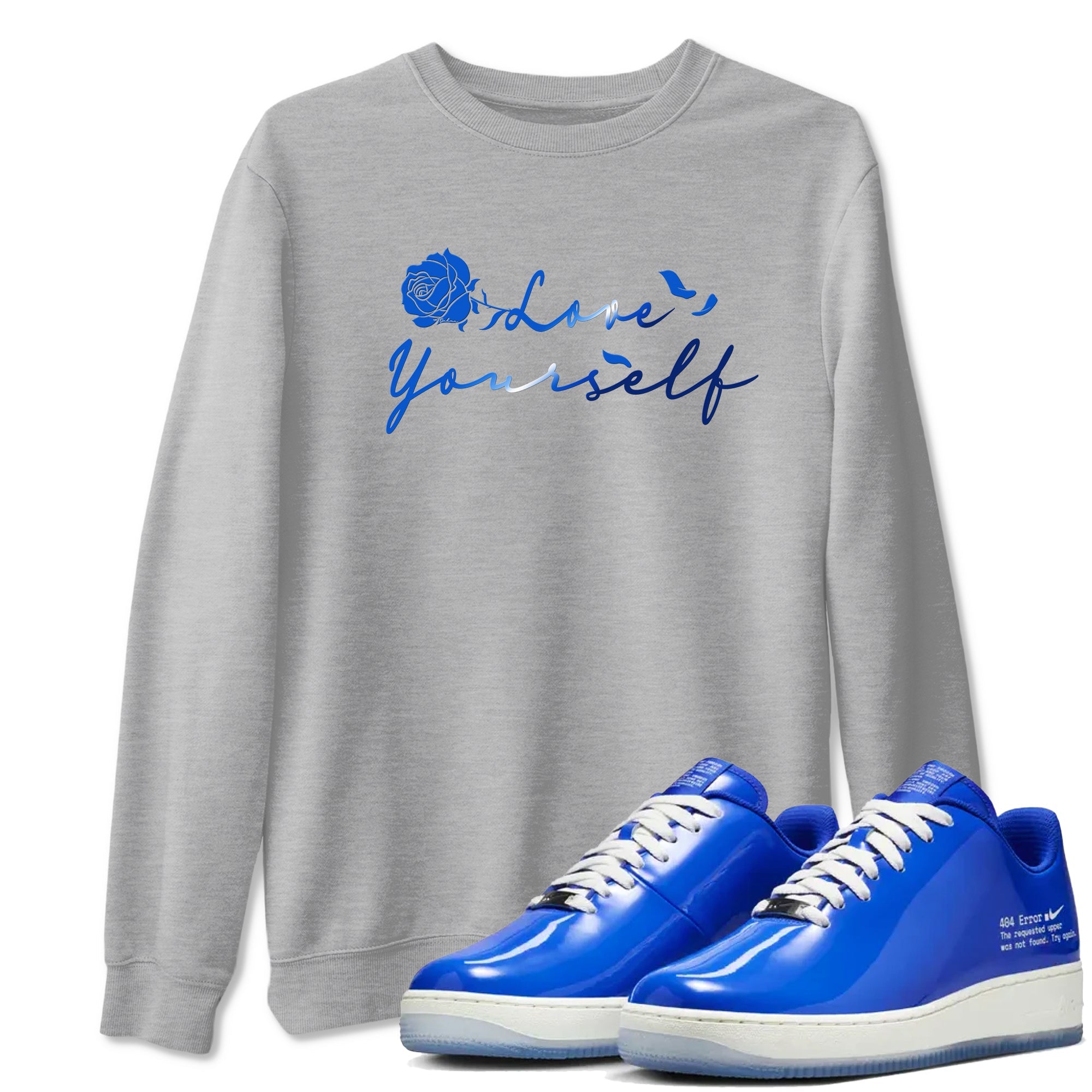 Air Force 1 404 Error shirt to match jordans Love Yourself sneaker tees Air Force 1 404 Error Drip Gear Zone unisex cotton Heather Grey 1 crew neck shirt