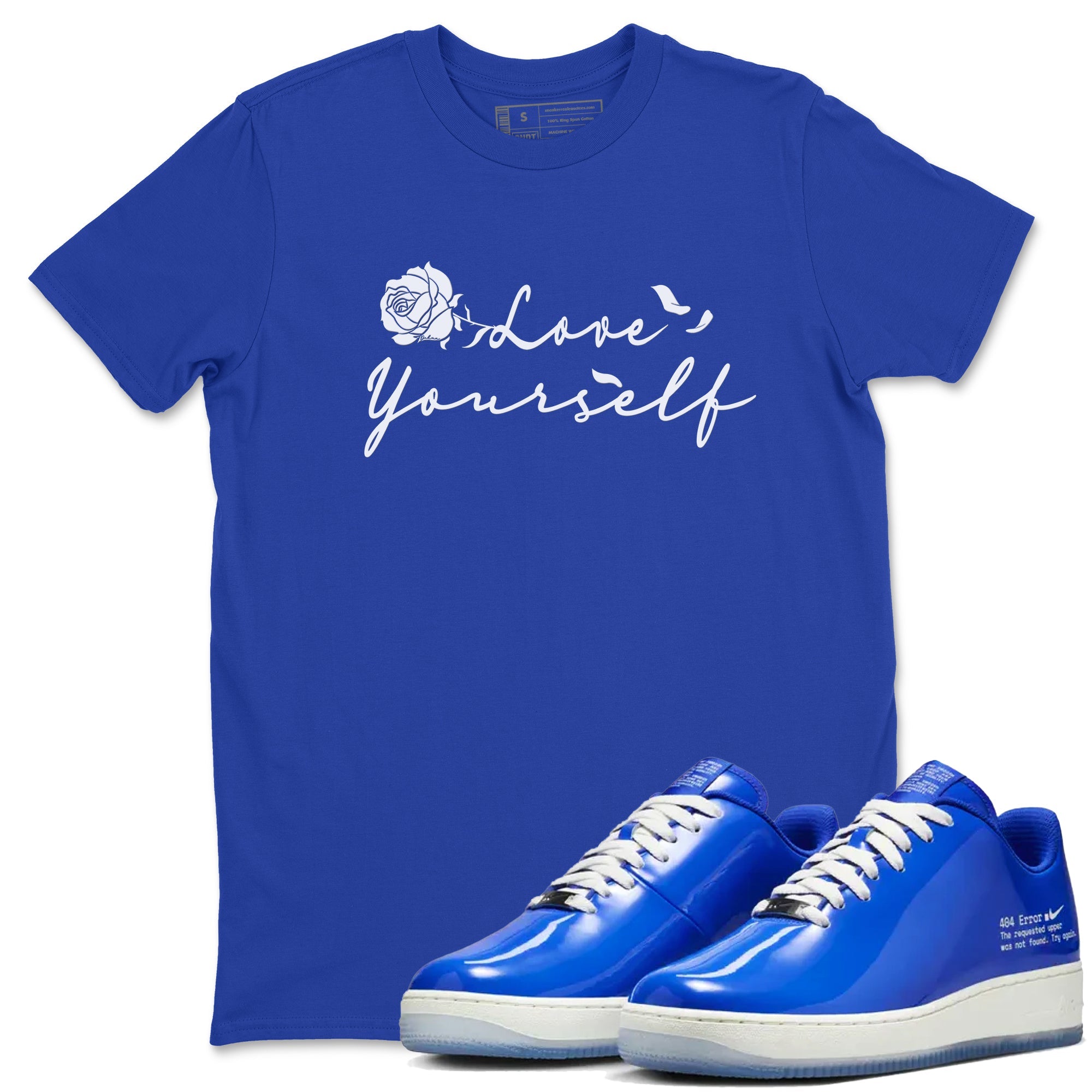 Air Force 1 404 Error shirt to match jordans Love Yourself sneaker tees Air Force 1 404 Error Drip Gear Zone unisex cotton Royal Blue 1 crew neck shirt