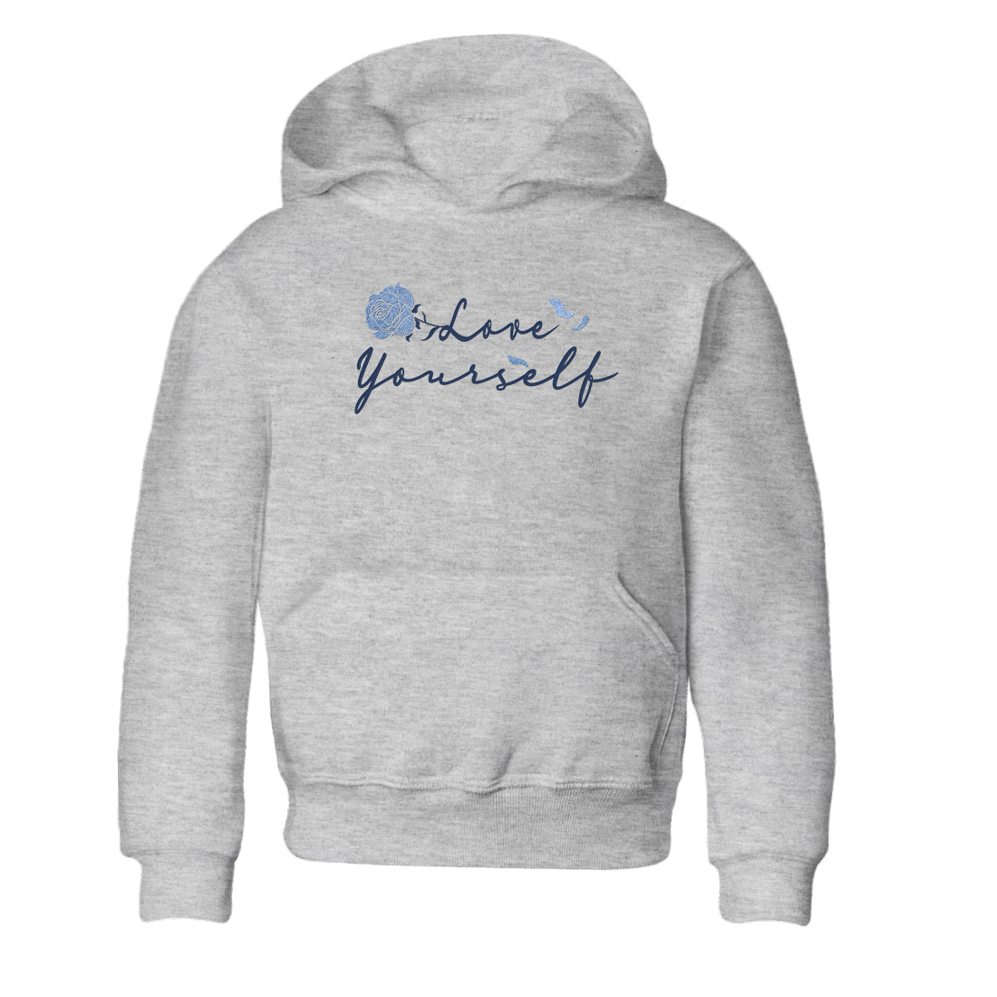 AJ 1 Denim shirts to match jordans Love Yourself sneaker match tees Air Jordan 1 Denim Drip Gear Zone streetwear brand Baby and Youth Heather Grey 2 cotton tee