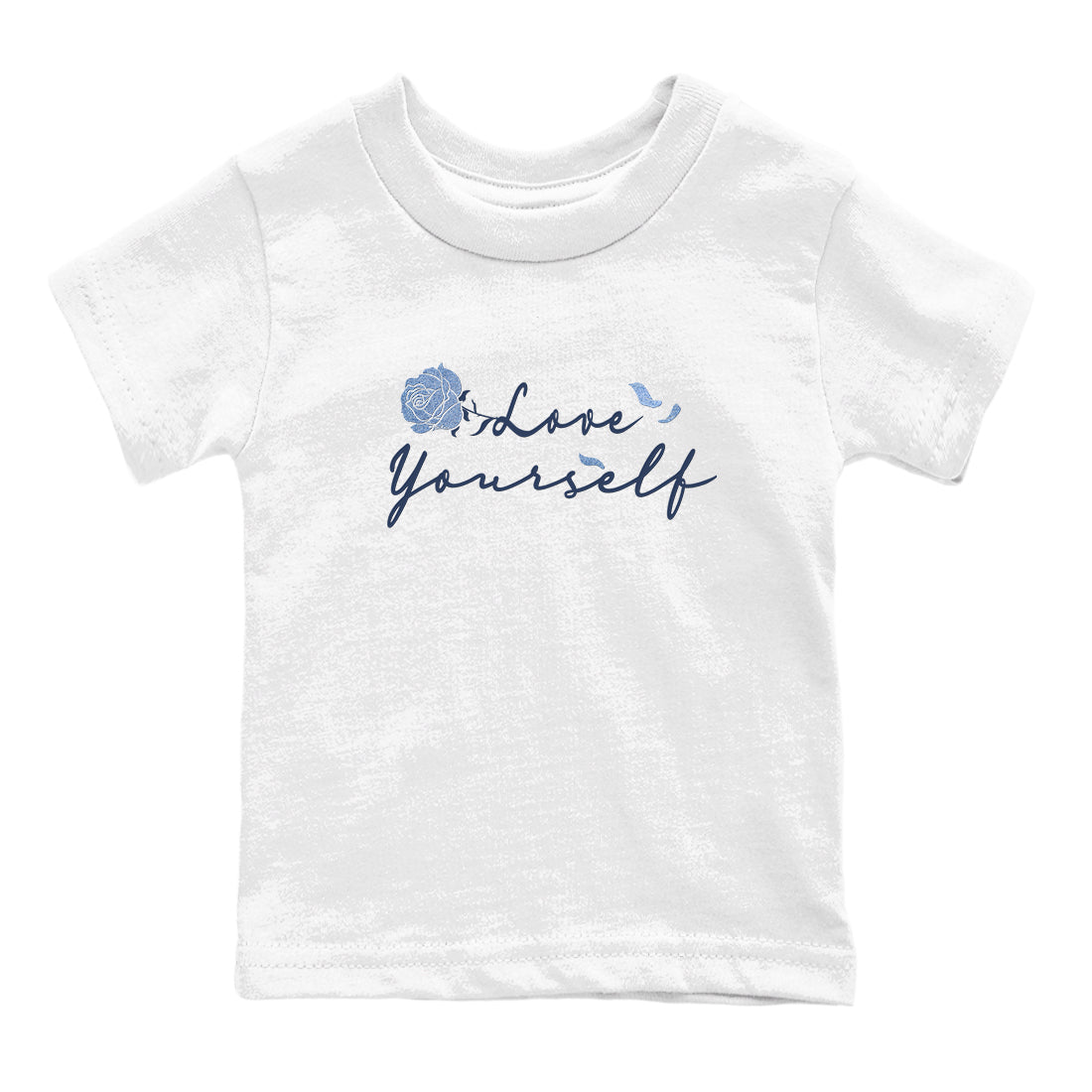 AJ 1 Denim shirts to match jordans Love Yourself sneaker match tees Air Jordan 1 Denim Drip Gear Zone streetwear brand Baby and Youth White 2 cotton tee