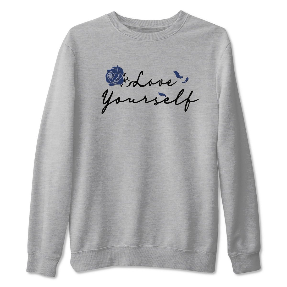 1s Midnight Navy shirts to match jordans Love Yourself sneaker match tees Air Jordan 1 Midnight Navy match shoes to clothes Drip Gear Zone unisex cotton Heather Grey 2 shirts
