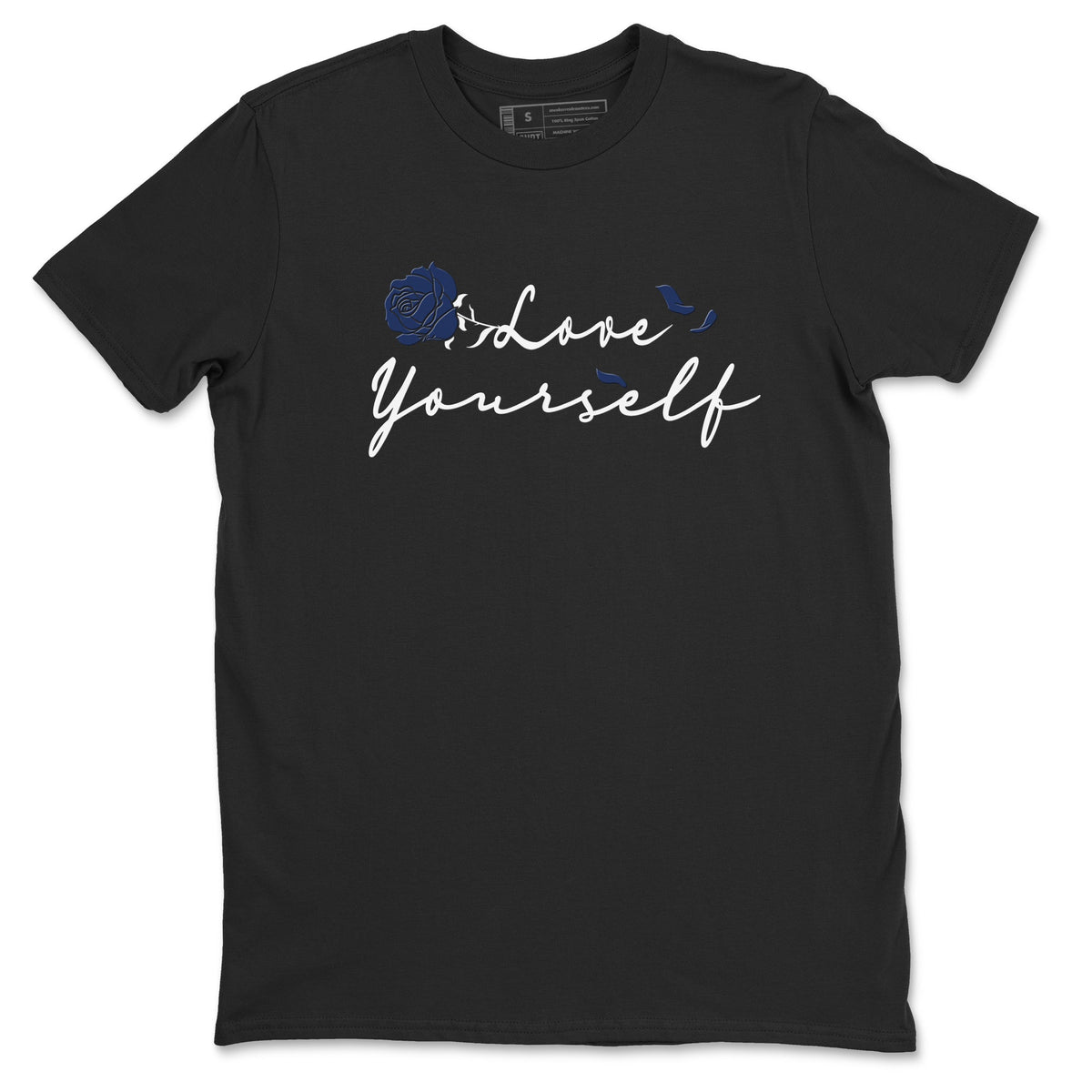 1s Midnight Navy shirts to match jordans Love Yourself sneaker match tees Air Jordan 1 Midnight Navy match shoes to clothes Drip Gear Zone unisex cotton Black 2 shirts