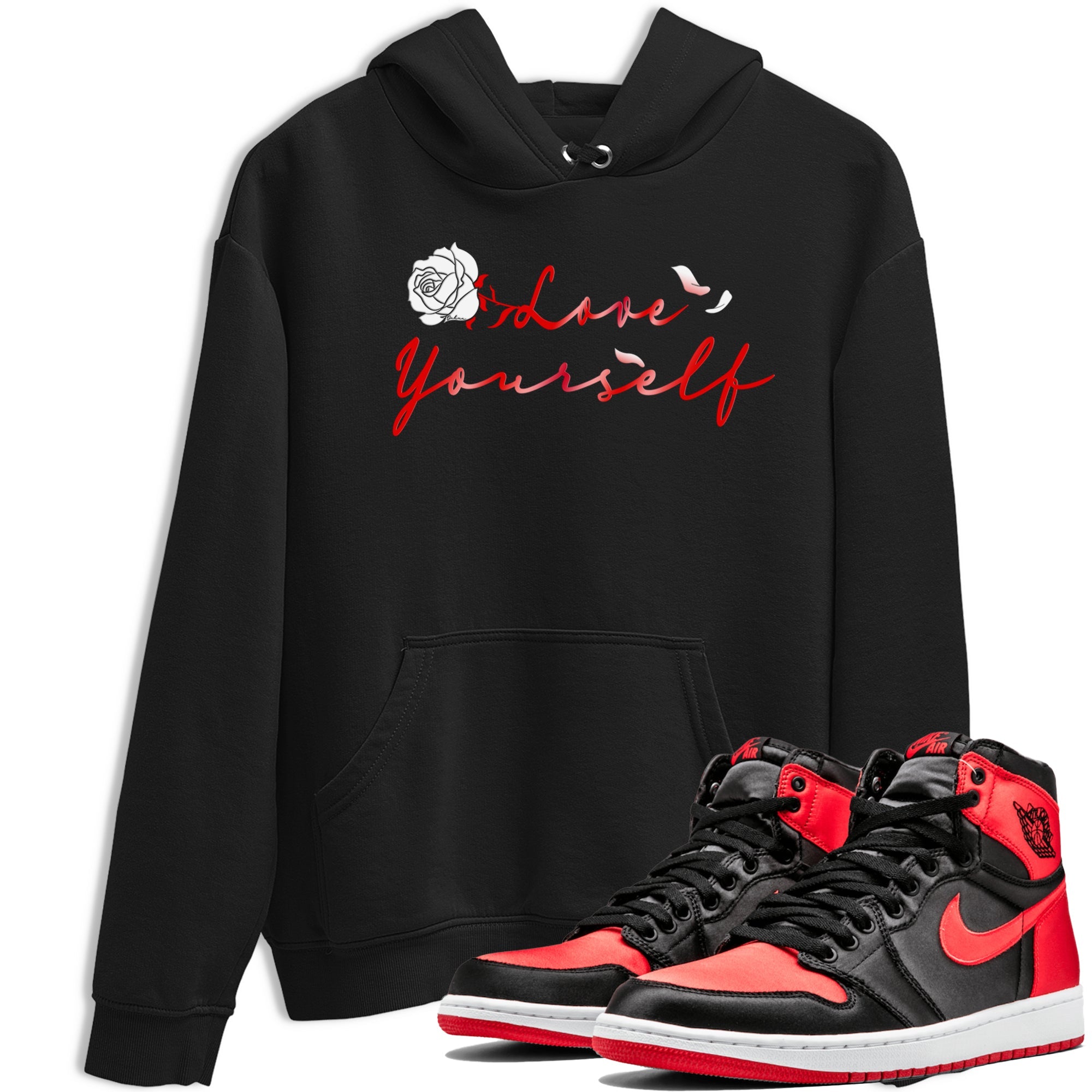 Jordan 1 High OG Satin Bred shirt to match jordans Love Yourself sneaker tees Air Jordan 1 Satin Bred Drip Gear Zone Casual Crew Neck T-Shirt Unisex Black 1 T-Shirt
