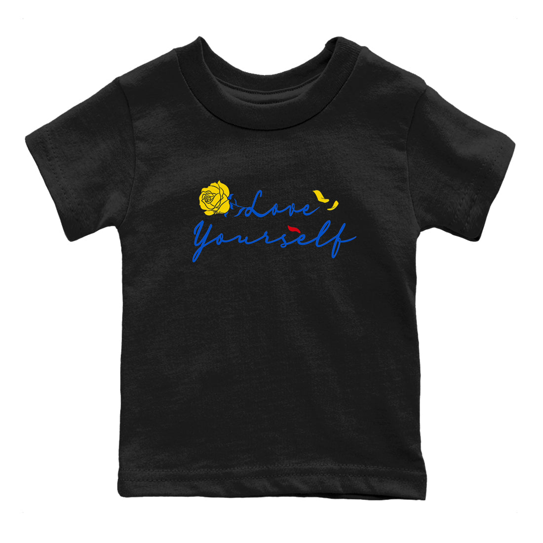 AJ1 Travis Scott Canary shirt to match jordans Love Yourself sneaker tees Air Jordan 1 Travis Scott Canary Drip Gear Zone baby toddler Black 2 cotton Shirt