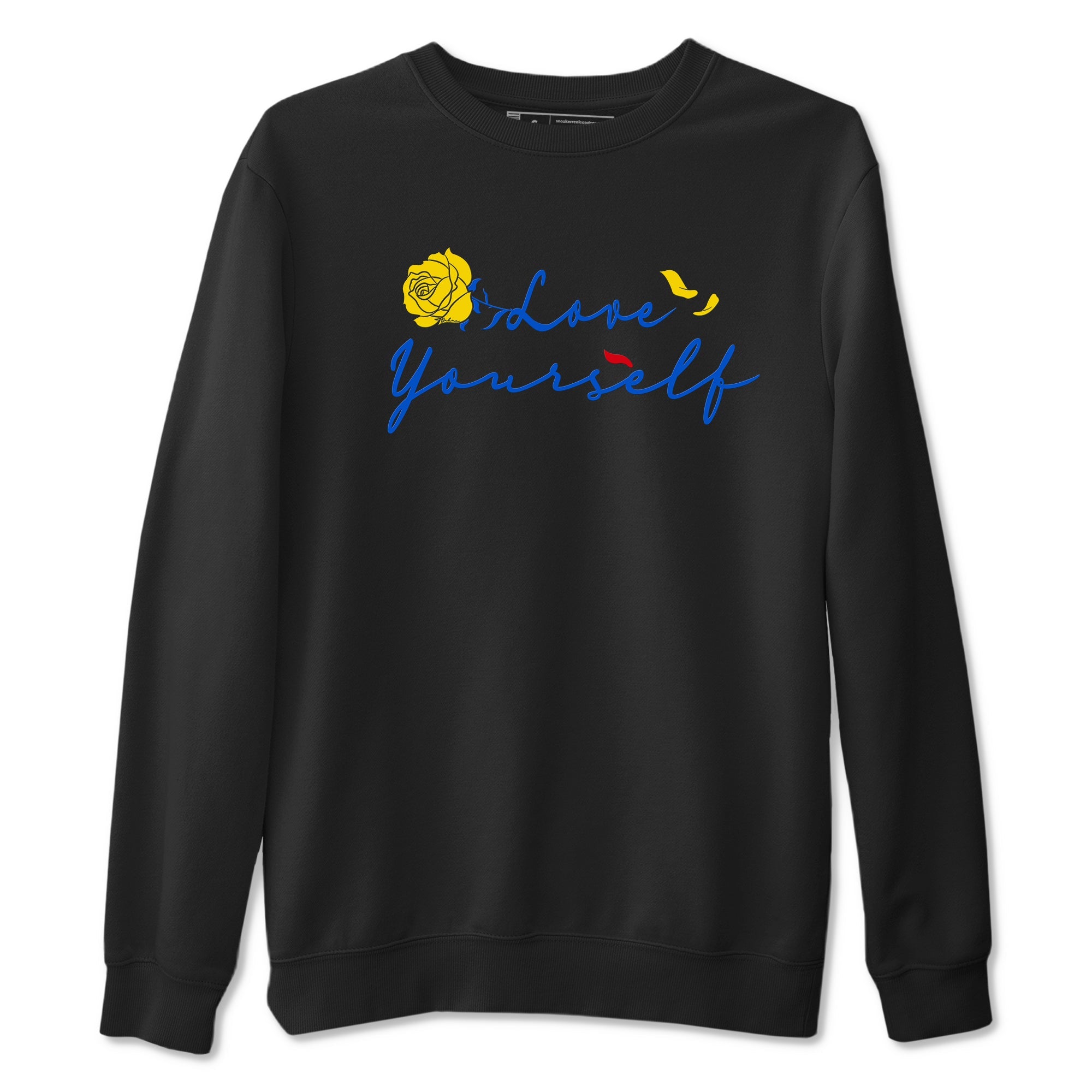AJ1 Travis Scott Canary shirt to match jordans Love Yourself sneaker tees Air Jordan 1 Travis Scott Canary Drip Gear Zone unisex cotton Black 2 crew neck shirt