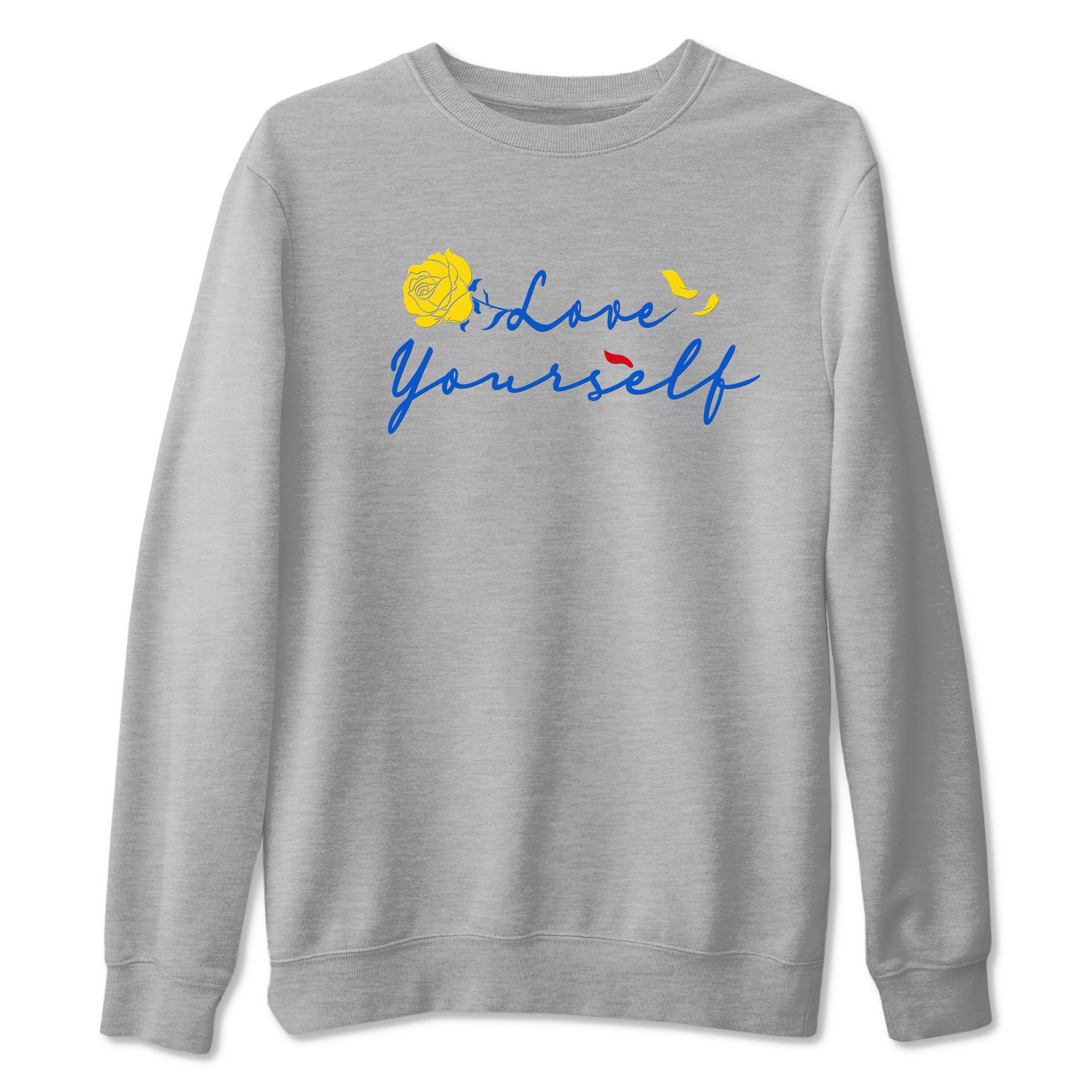AJ1 Travis Scott Canary shirt to match jordans Love Yourself sneaker tees Air Jordan 1 Travis Scott Canary Drip Gear Zone unisex cotton Heather Grey 2 crew neck shirt