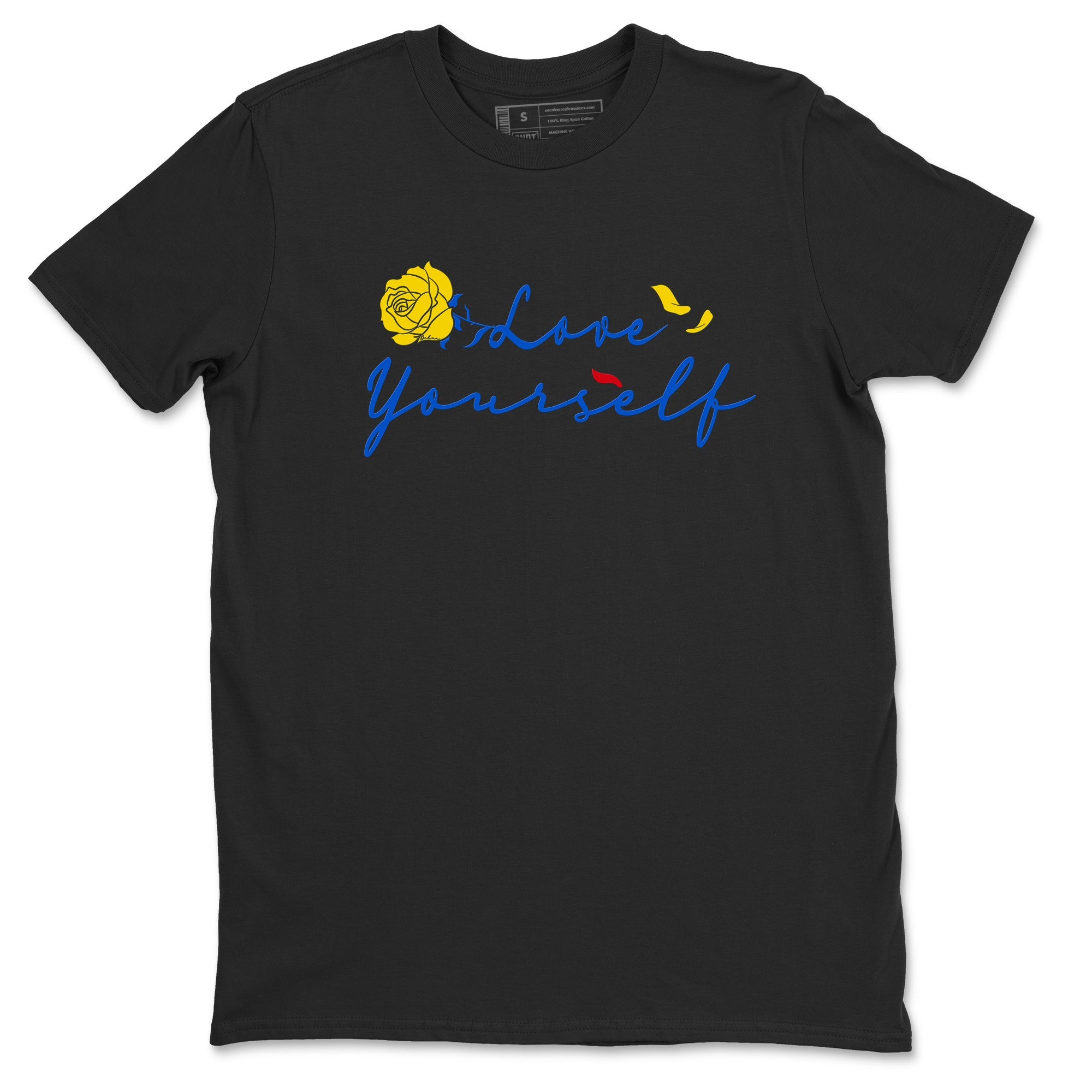 AJ1 Travis Scott Canary shirt to match jordans Love Yourself sneaker tees Air Jordan 1 Travis Scott Canary Drip Gear Zone unisex cotton Black 2 crew neck shirt