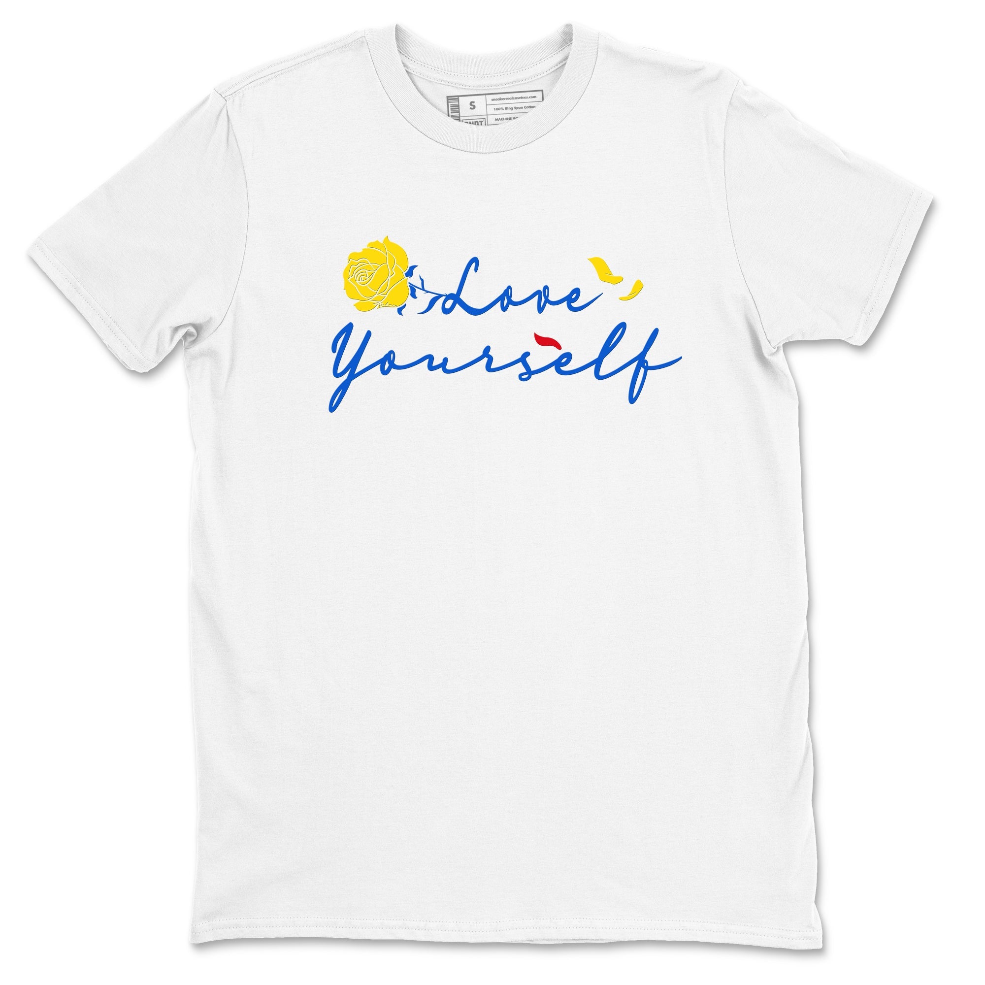 AJ1 Travis Scott Canary shirt to match jordans Love Yourself sneaker tees Air Jordan 1 Travis Scott Canary Drip Gear Zone unisex cotton White 2 crew neck shirt