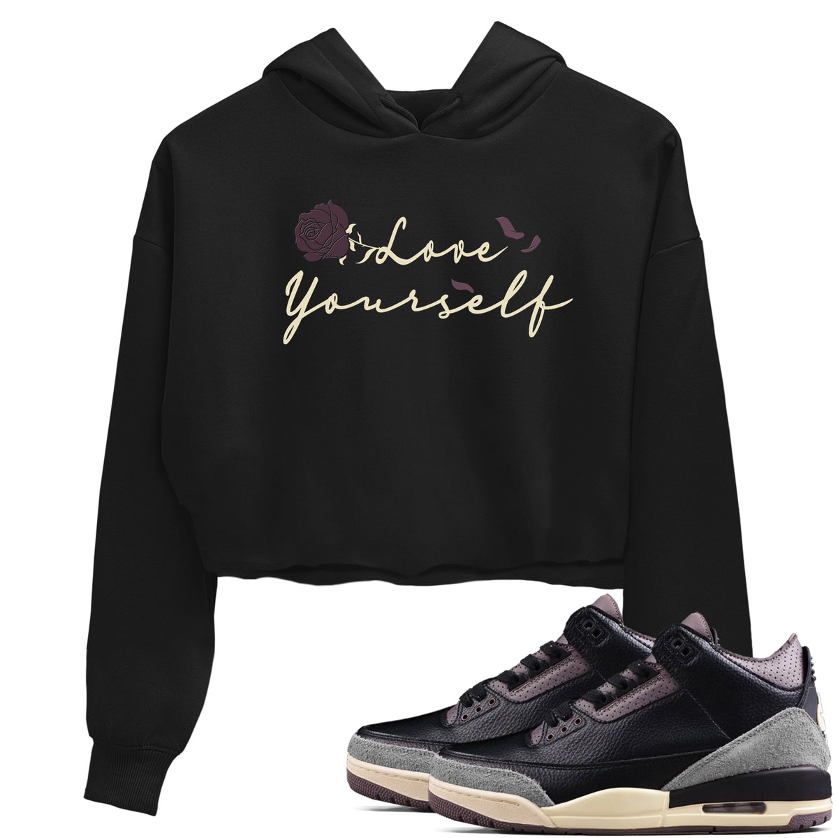 3s A Ma Maniere x Black shirts to match jordans Love Yourself sneaker match tees A Ma Maniere x Air Jordan 3 “While You Were Sleeping” Sneaker Release Tees unisex cotton Black 1 Crop Shirts