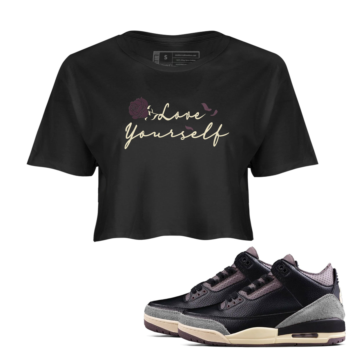 3s A Ma Maniere x Black shirts to match jordans Love Yourself sneaker match tees A Ma Maniere x Air Jordan 3 “While You Were Sleeping” Sneaker Release Tees unisex cotton Black 1 Crop Shirts