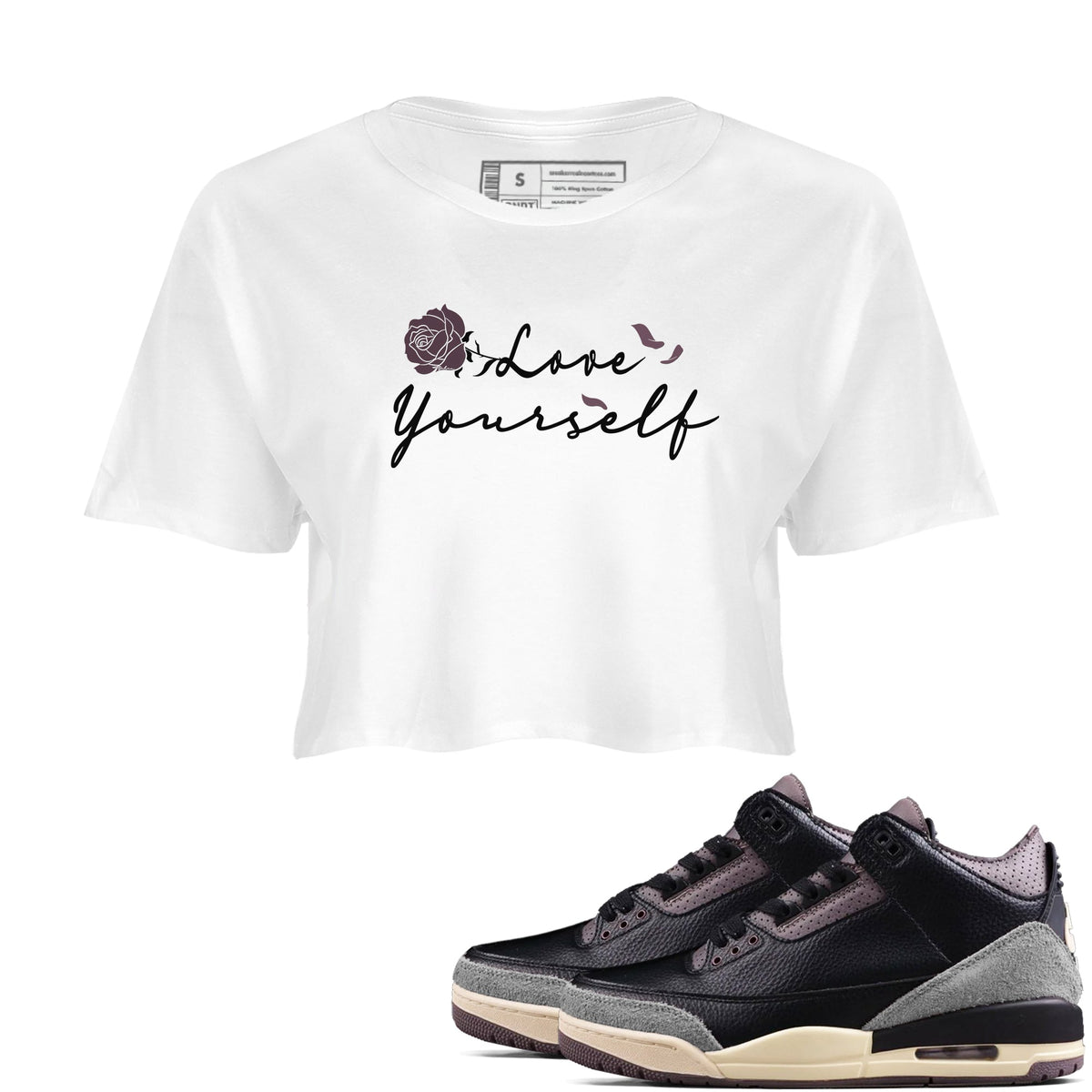 3s A Ma Maniere x Black shirts to match jordans Love Yourself sneaker match tees A Ma Maniere x Air Jordan 3 “While You Were Sleeping” Sneaker Release Tees unisex cotton White 1 Crop Shirts