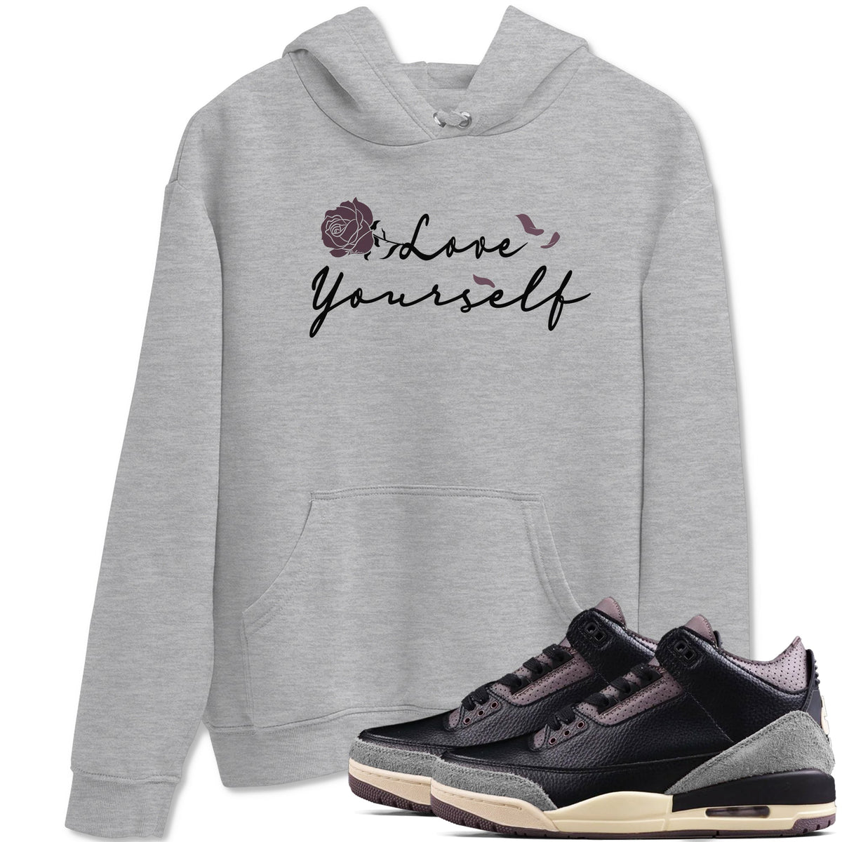 3s A Ma Maniere x Black shirts to match jordans Love Yourself sneaker match tees A Ma Maniere x Air Jordan 3 “While You Were Sleeping” Sneaker Release Tees unisex cotton Heather Grey 1 crew neck shirts