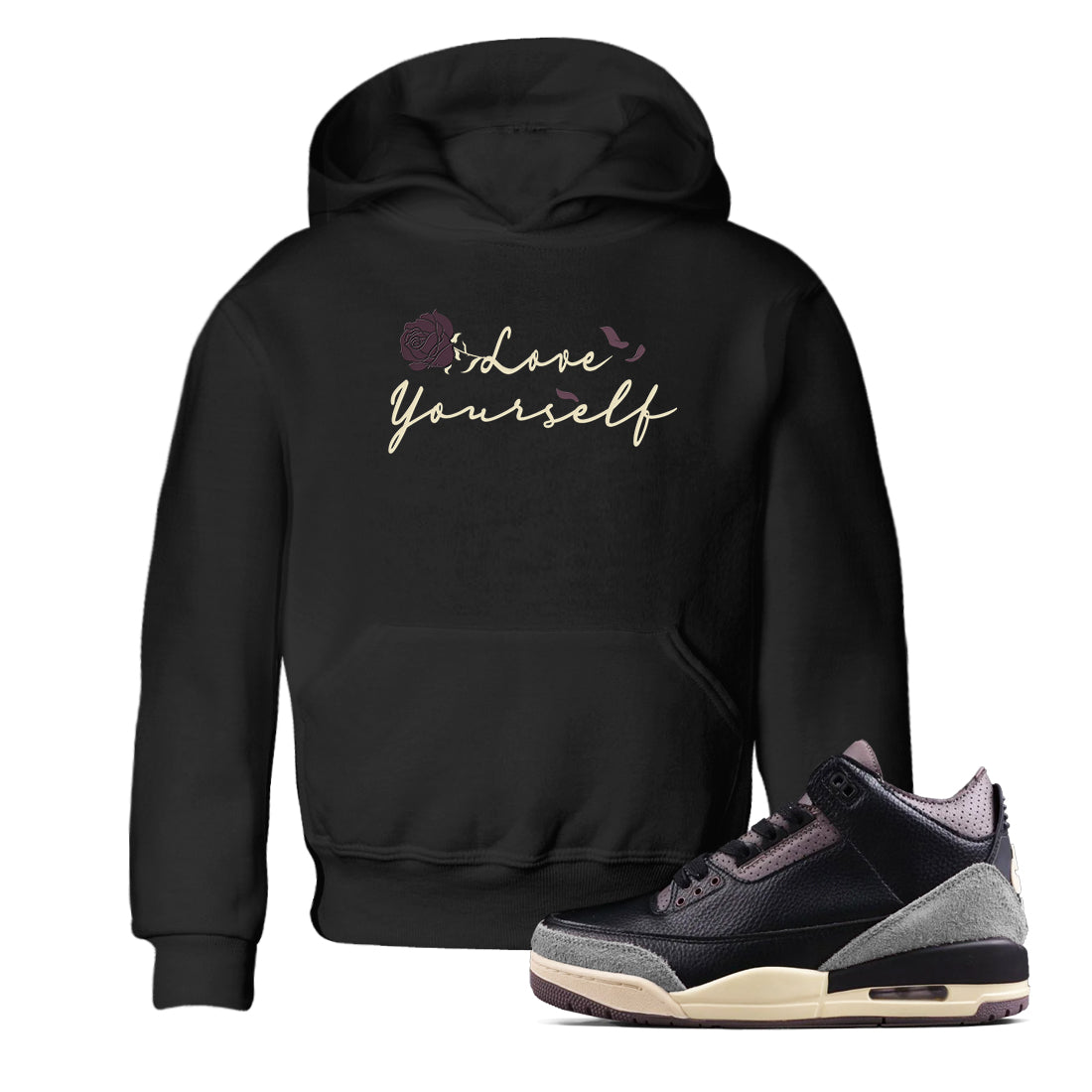 3s A Ma Maniere x Black shirts to match jordans Love Yourself sneaker match tees A Ma Maniere x Air Jordan 3 “While You Were Sleeping” Sneaker Release Tees Youth Baby Black 1 crew neck shirts
