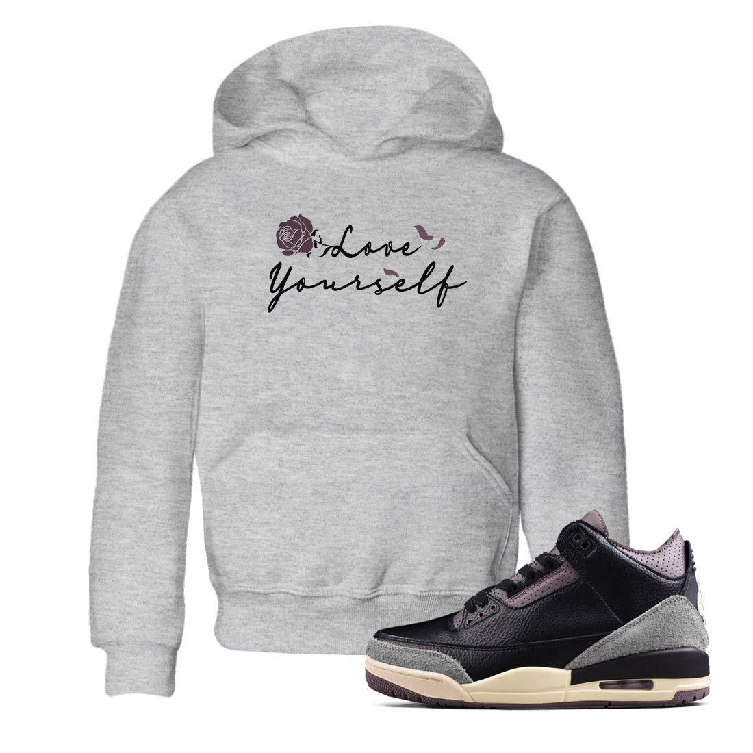 3s A Ma Maniere x Black shirts to match jordans Love Yourself sneaker match tees A Ma Maniere x Air Jordan 3 “While You Were Sleeping” Sneaker Release Tees Youth Baby Heather Grey 1 crew neck shirts