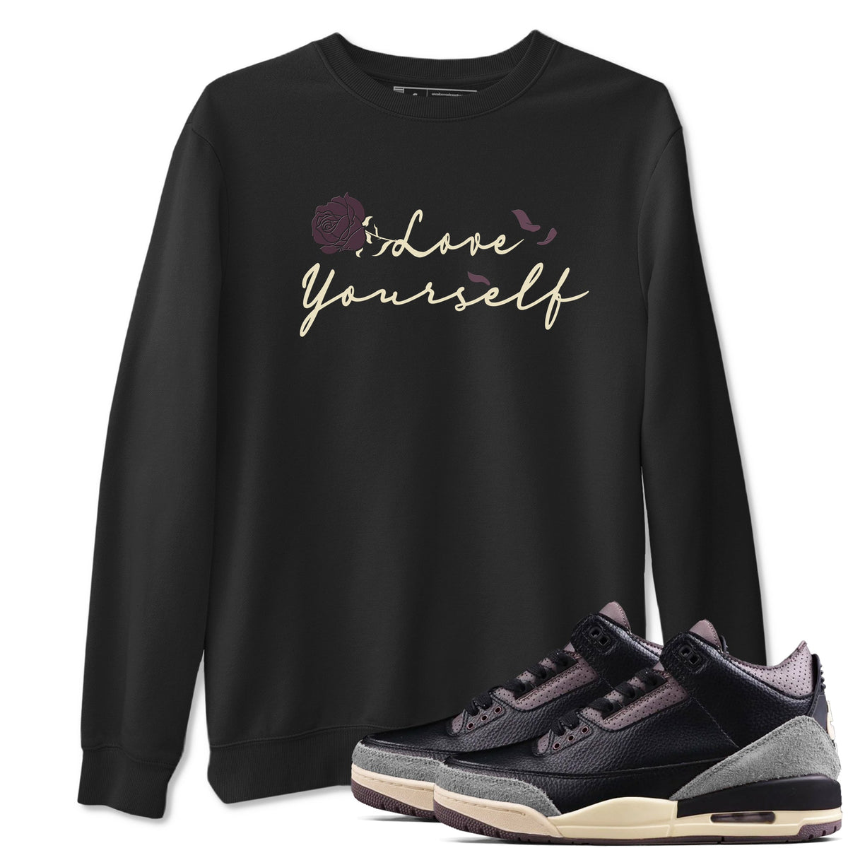 3s A Ma Maniere x Black shirts to match jordans Love Yourself sneaker match tees A Ma Maniere x Air Jordan 3 “While You Were Sleeping” Sneaker Release Tees unisex cotton Black 1 crew neck shirts