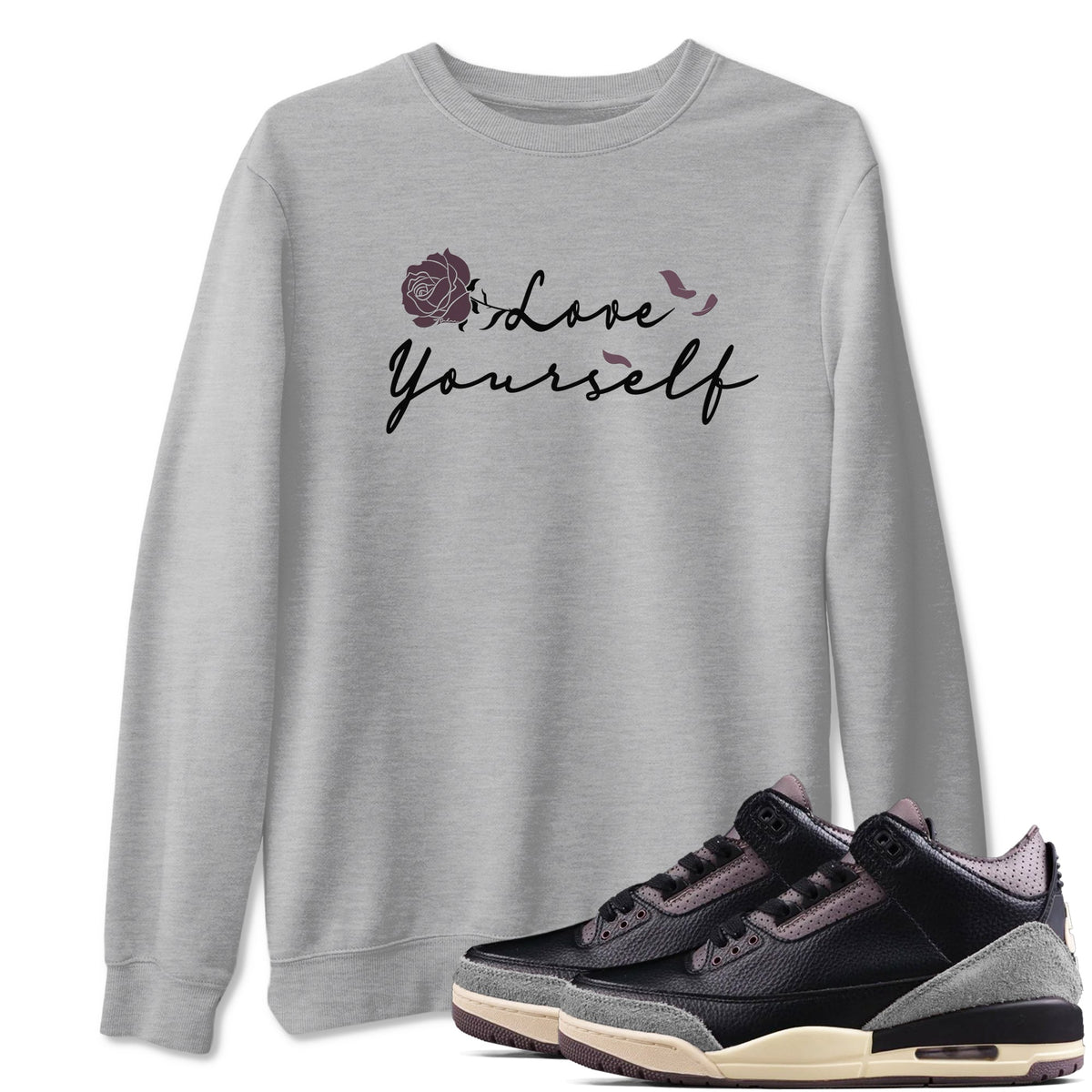 3s A Ma Maniere x Black shirts to match jordans Love Yourself sneaker match tees A Ma Maniere x Air Jordan 3 “While You Were Sleeping” Sneaker Release Tees unisex cotton Heather Grey 1 crew neck shirts