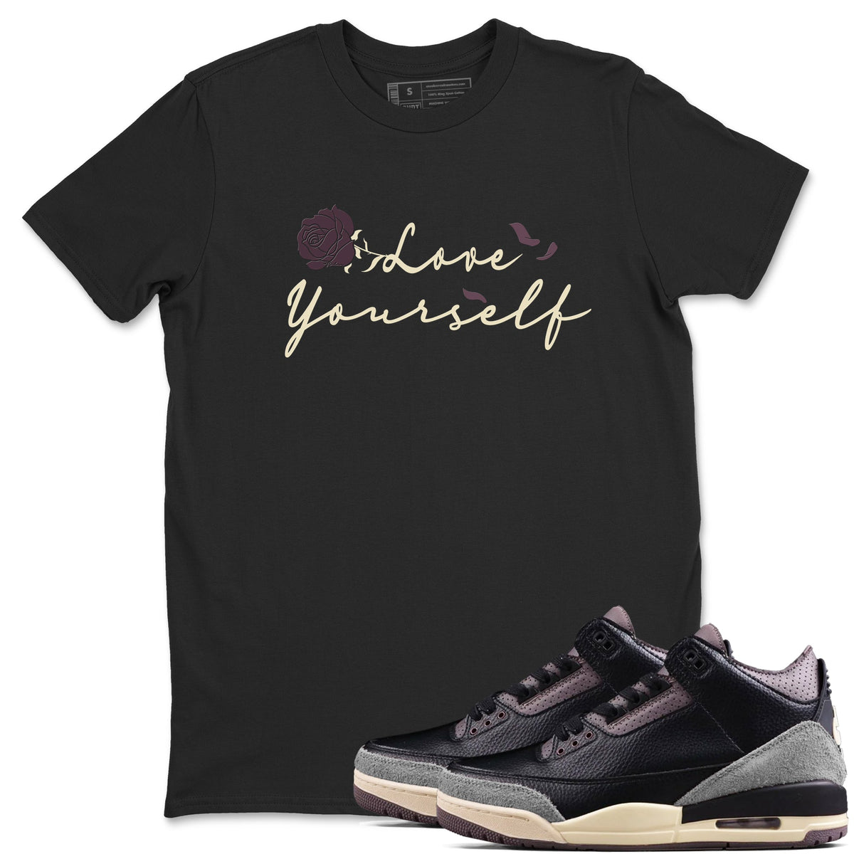 3s A Ma Maniere x Black shirts to match jordans Love Yourself sneaker match tees A Ma Maniere x Air Jordan 3 “While You Were Sleeping” Sneaker Release Tees unisex cotton Black 1 crew neck shirts