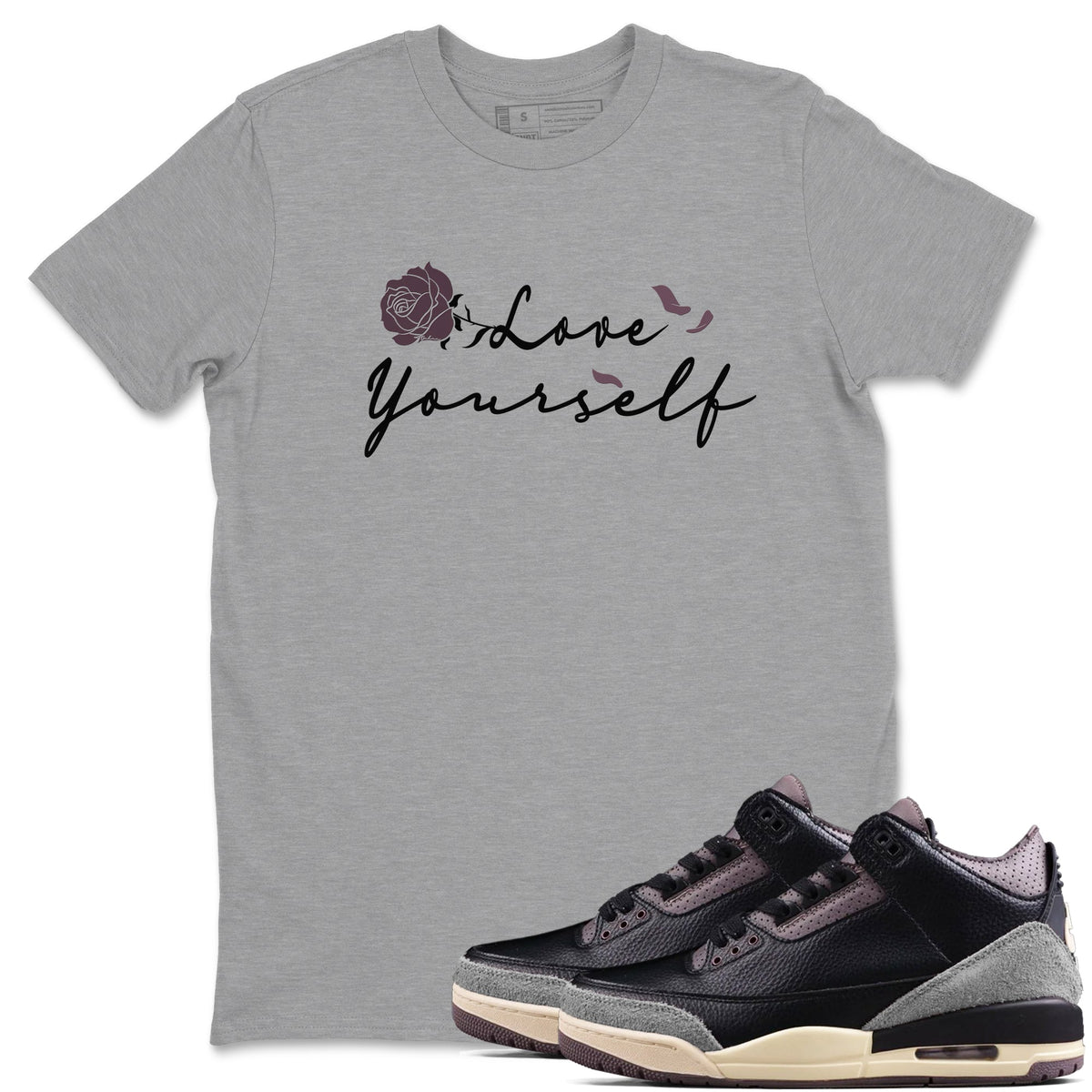 3s A Ma Maniere x Black shirts to match jordans Love Yourself sneaker match tees A Ma Maniere x Air Jordan 3 “While You Were Sleeping” Sneaker Release Tees unisex cotton Heather Grey 1 crew neck shirts