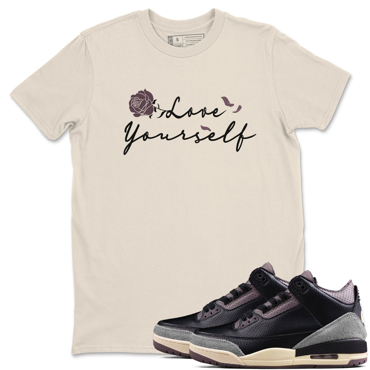 3s A Ma Maniere x Black shirts to match jordans Love Yourself sneaker match tees A Ma Maniere x Air Jordan 3 “While You Were Sleeping” Sneaker Release Tees unisex cotton Natural 1 crew neck shirts