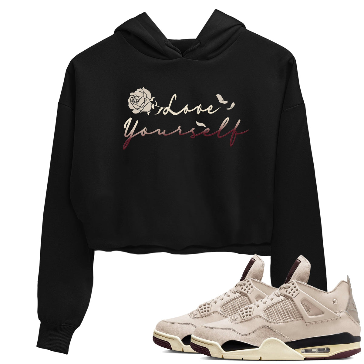 4s A Ma Maniere x "While You Were Sleeping" shirts to match jordans Love Yourself sneaker match tees Air Jordan 4 A Ma Maniere x W.Y.W.S match shoes to clothes Drip Gear Zone unisex cotton Black 1 crop tee