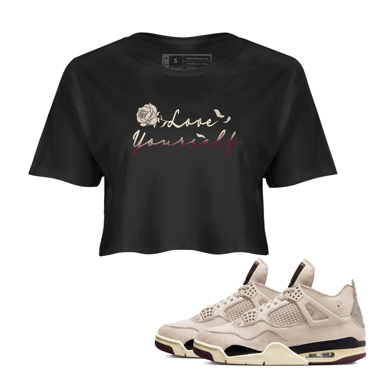 4s A Ma Maniere x "While You Were Sleeping" shirts to match jordans Love Yourself sneaker match tees Air Jordan 4 A Ma Maniere x W.Y.W.S match shoes to clothes Drip Gear Zone unisex cotton Black 1 crop tee