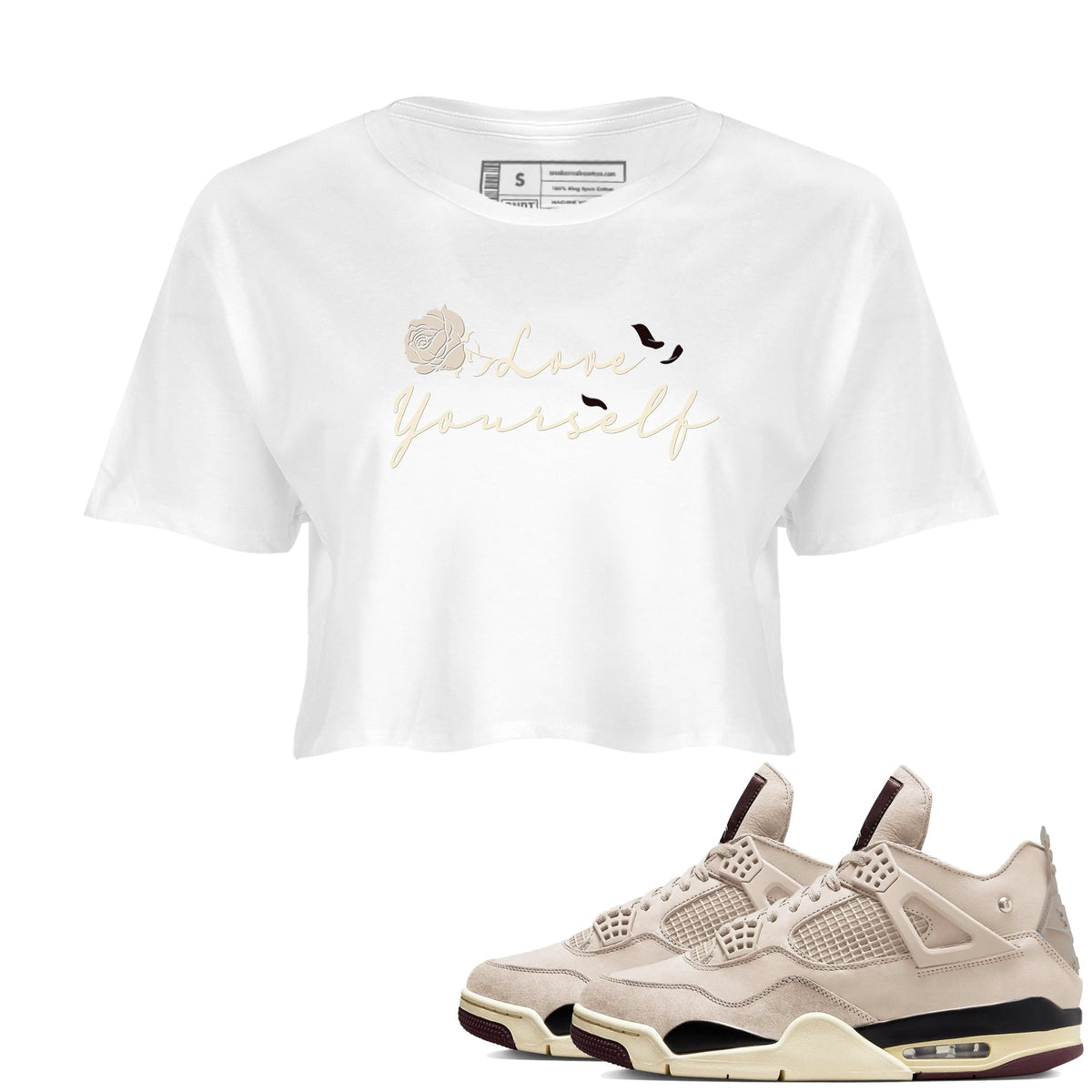 4s A Ma Maniere x "While You Were Sleeping" shirts to match jordans Love Yourself sneaker match tees Air Jordan 4 A Ma Maniere x W.Y.W.S match shoes to clothes Drip Gear Zone unisex cotton White 1 crop tee