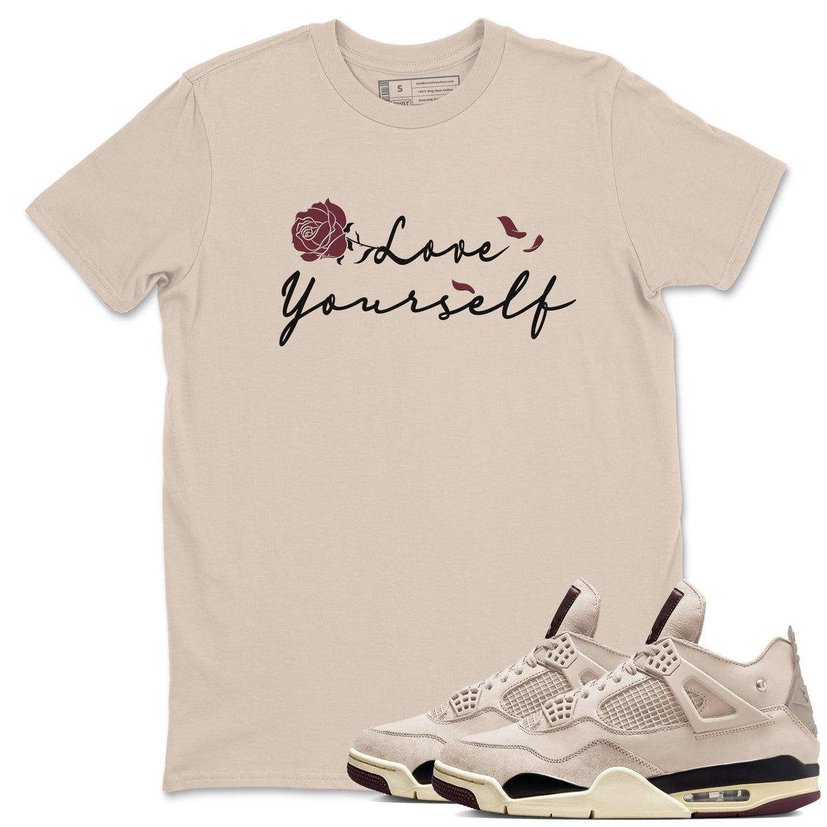 4s A Ma Maniere x "While You Were Sleeping" shirts to match jordans Love Yourself sneaker match tees Air Jordan 4 A Ma Maniere x W.Y.W.S match shoes to clothes Drip Gear Zone unisex cotton Sand 1 shirts