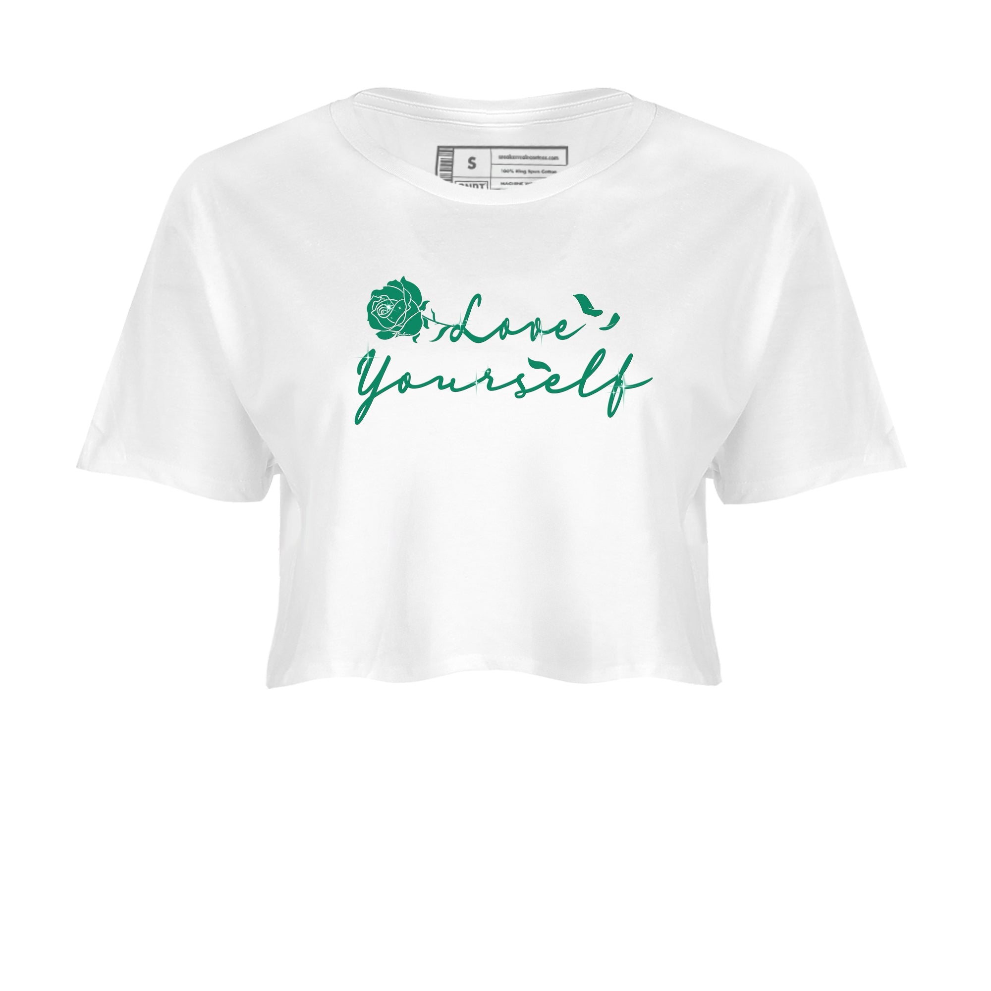 4s Oxidized Green shirts to match jordans Love Yourself sneaker match tees Air Jordan 4 Oxidized Green Drip Gear Zone streetwear brand White 2 crop tee