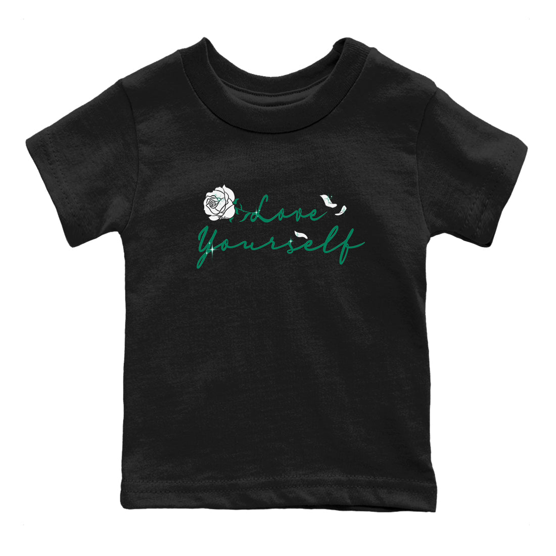 4s Oxidized Green shirts to match jordans Love Yourself sneaker match tees Air Jordan 4 Oxidized Green Drip Gear Zone streetwear brand Baby and Youth Black 2 cotton tee