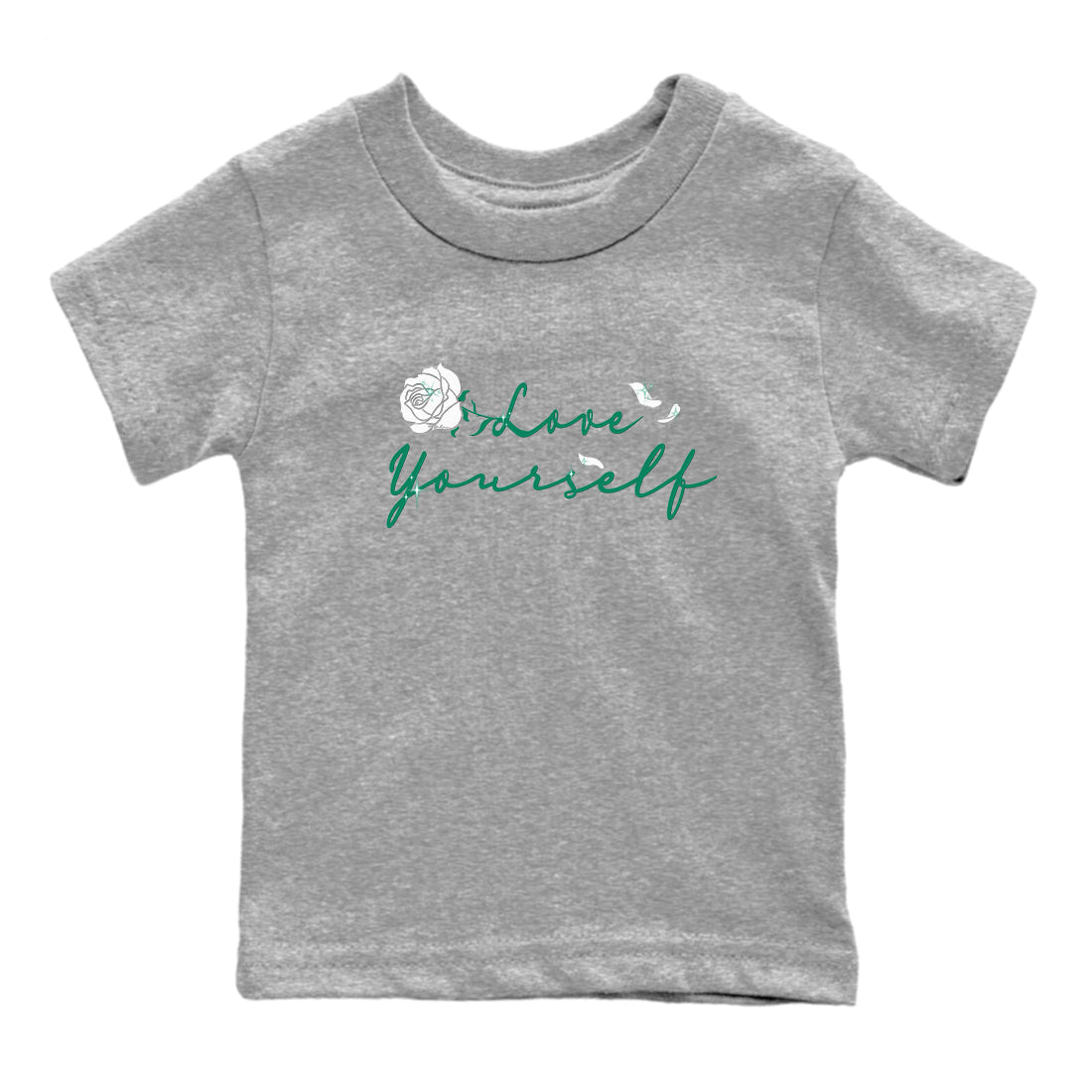 4s Oxidized Green shirts to match jordans Love Yourself sneaker match tees Air Jordan 4 Oxidized Green Drip Gear Zone streetwear brand Baby and Youth Heather Grey 2 cotton tee