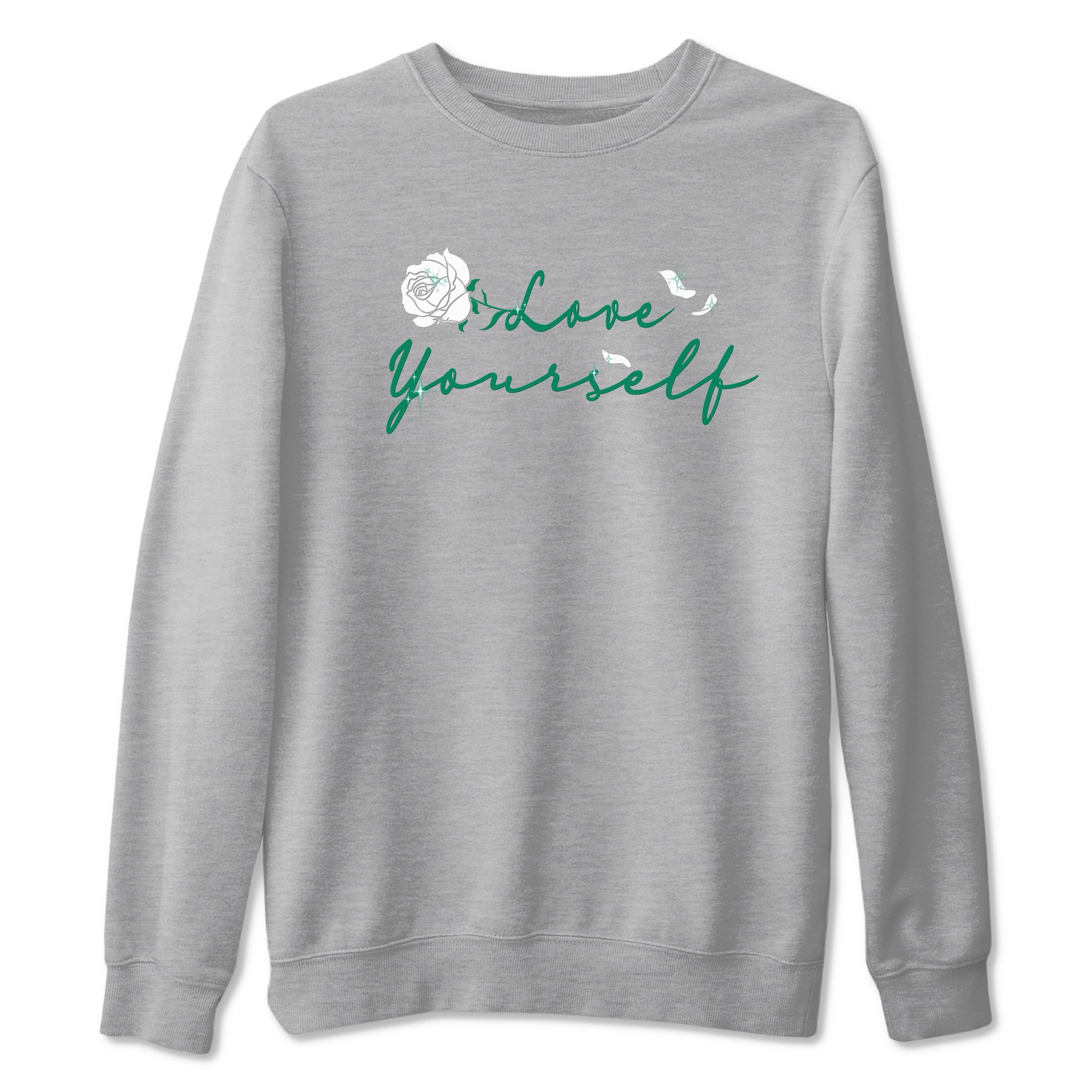 4s Oxidized Green shirts to match jordans Love Yourself sneaker match tees Air Jordan 4 Oxidized Green Drip Gear Zone streetwear brand Heather Grey 2 unisex cotton tee