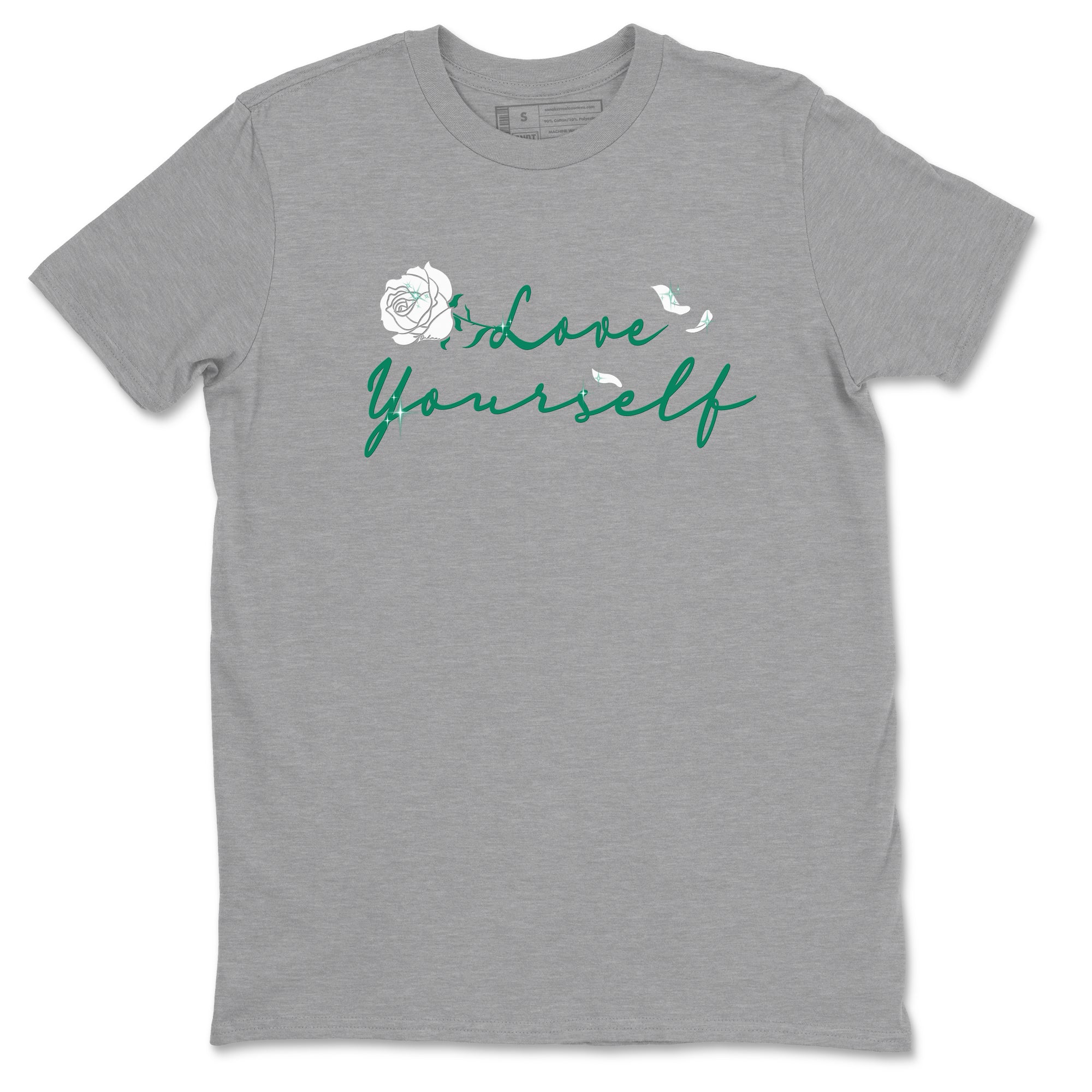 4s Oxidized Green shirts to match jordans Love Yourself sneaker match tees Air Jordan 4 Oxidized Green Drip Gear Zone streetwear brand Heather Grey 2 unisex cotton tee