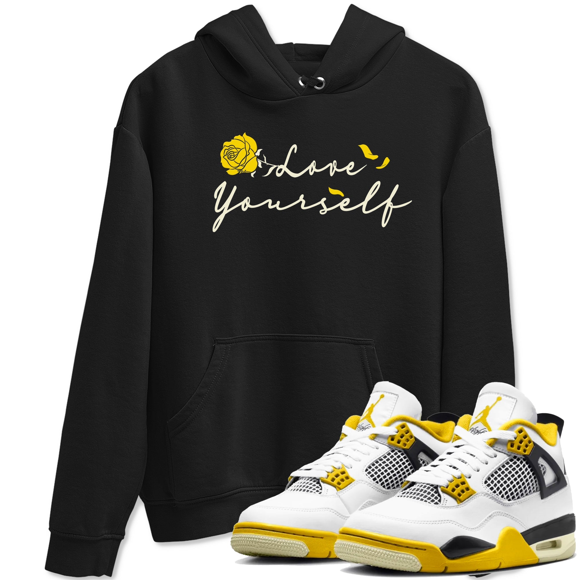 4s Vivid Sulfur shirt to match jordans Love Yourself sneaker tees Air Jordan 4 Vivid Sulfur Drip Gear Zone unisex cotton Black 1 crew neck shirt