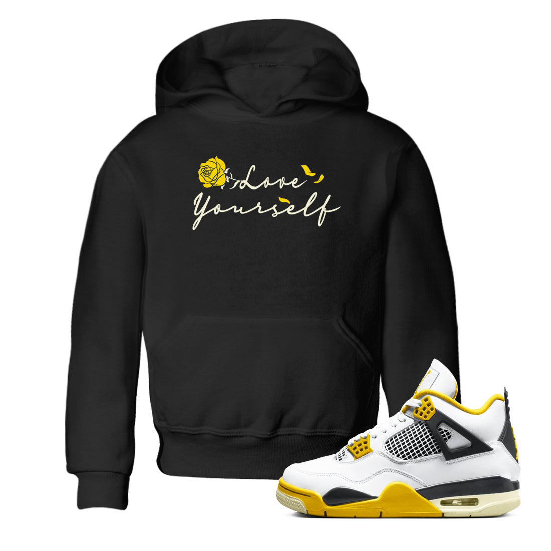 4s Vivid Sulfur shirt to match jordans Love Yourself sneaker tees Air Jordan 4 Vivid Sulfur Drip Gear Zone baby toddler Black 1 cotton Shirt