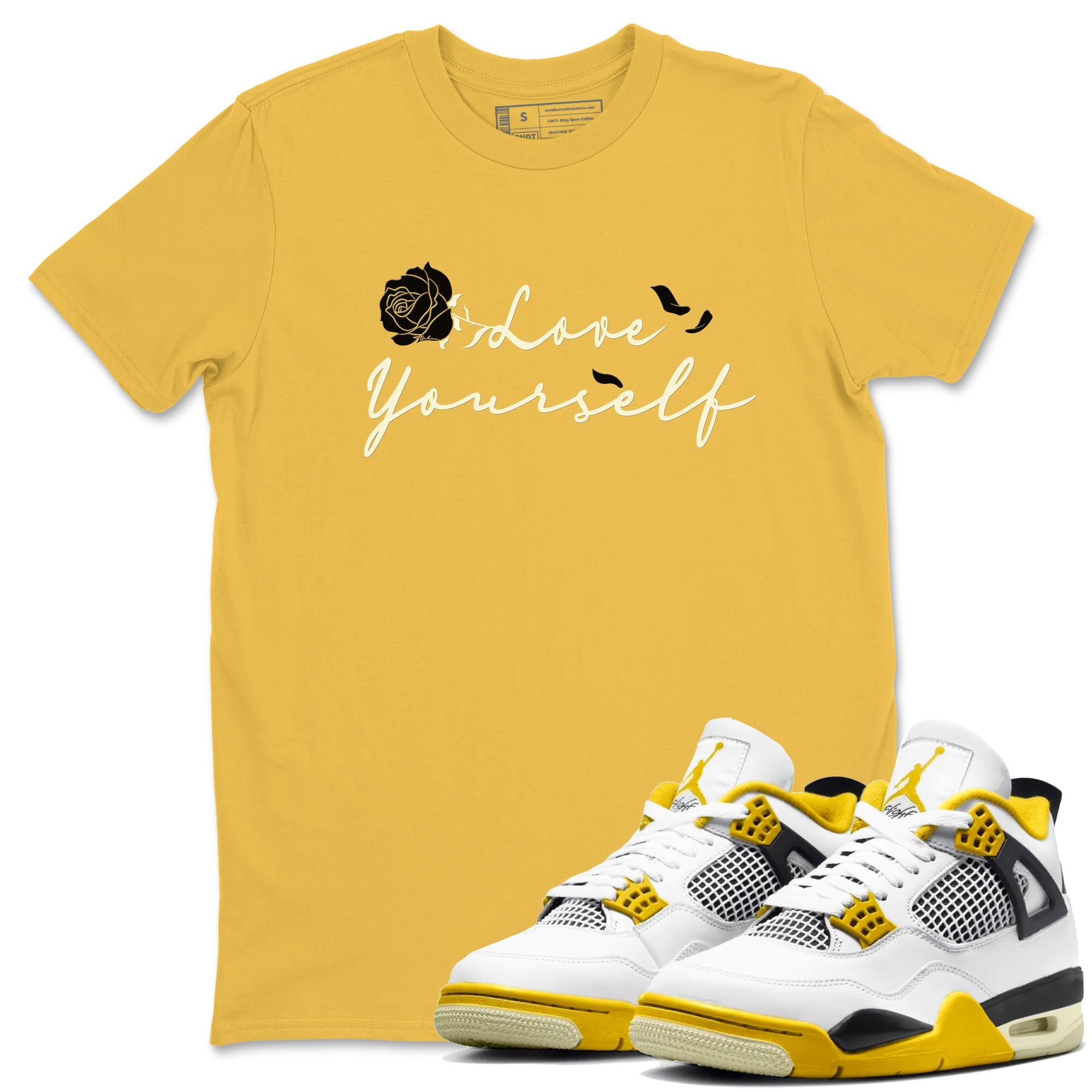 4s Vivid Sulfur shirt to match jordans Love Yourself sneaker tees Air Jordan 4 Vivid Sulfur Drip Gear Zone unisex cotton Daisy 1 crew neck shirt