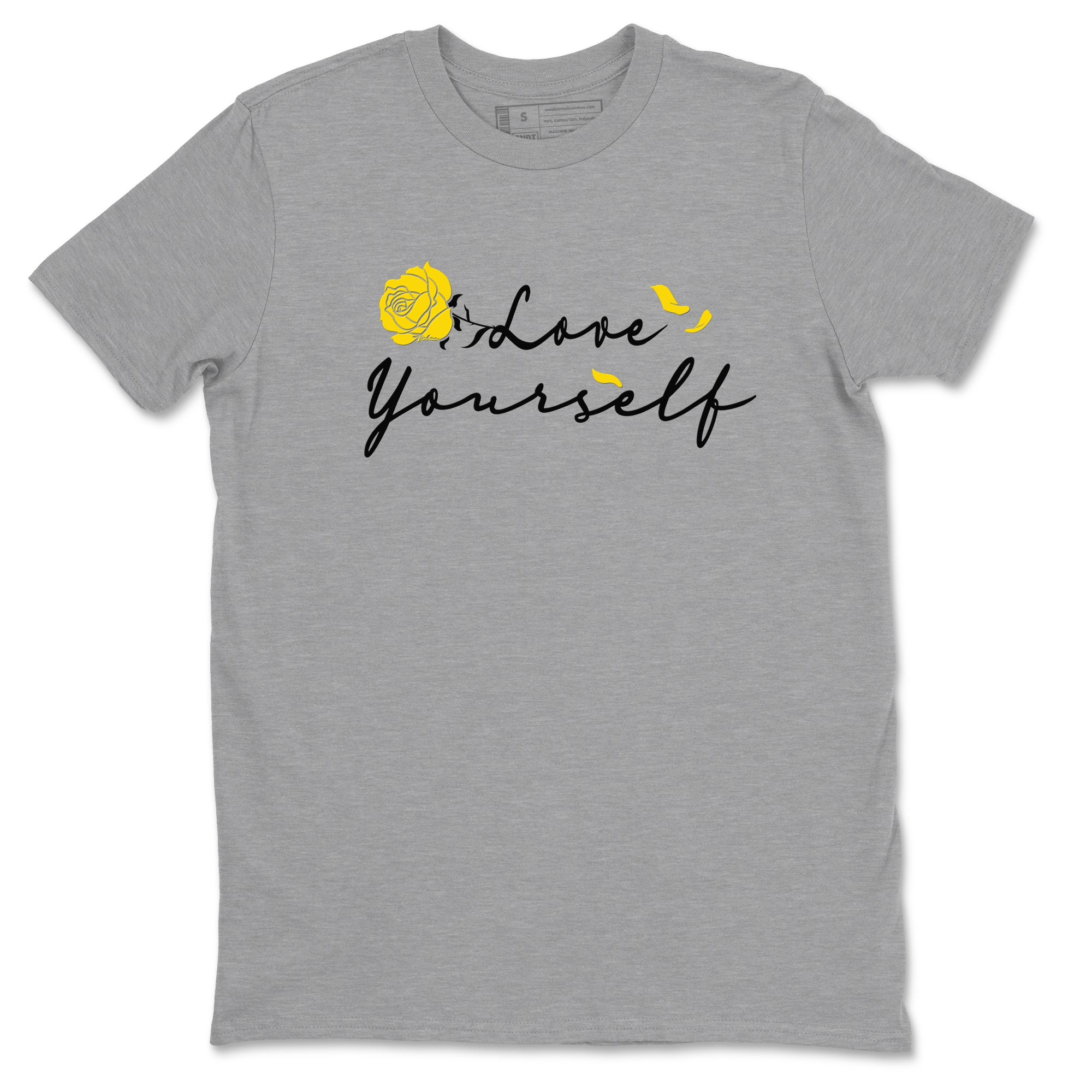 4s Vivid Sulfur shirt to match jordans Love Yourself sneaker tees Air Jordan 4 Vivid Sulfur Drip Gear Zone unisex cotton Heather Grey 2 crew neck shirt