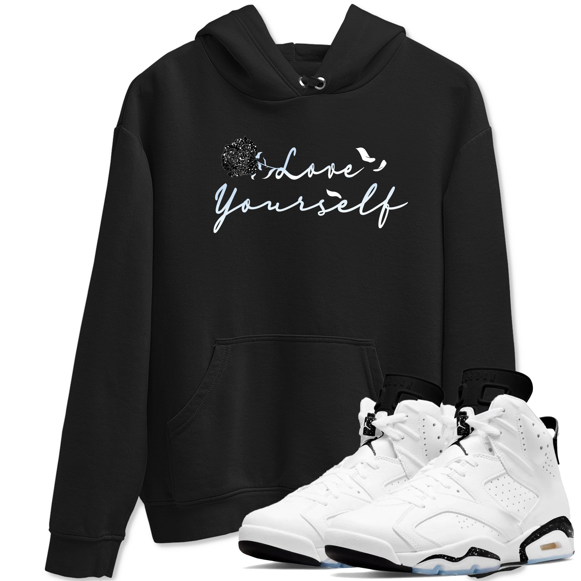 AJ6 Reverse Cookies shirts to match jordans Love Yourself sneaker match tees Air Jordan 6 Reverse Cookies Drip Gear Zone streetwear brand Black 1 unisex cotton tee