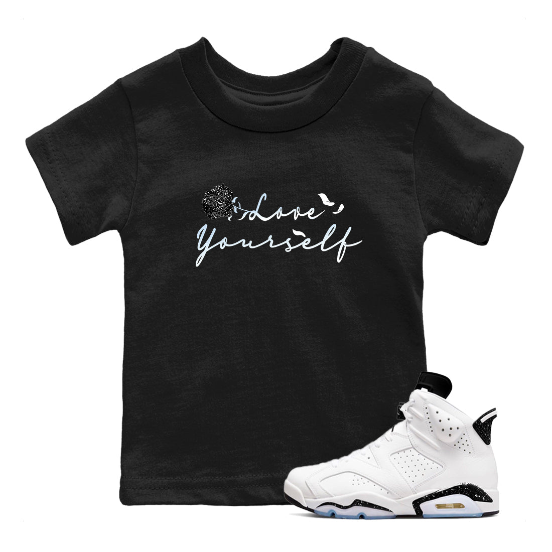 AJ6 Reverse Cookies shirts to match jordans Love Yourself sneaker match tees Air Jordan 6 Reverse Cookies Drip Gear Zone streetwear brand Baby and Youth Black 1 cotton tee