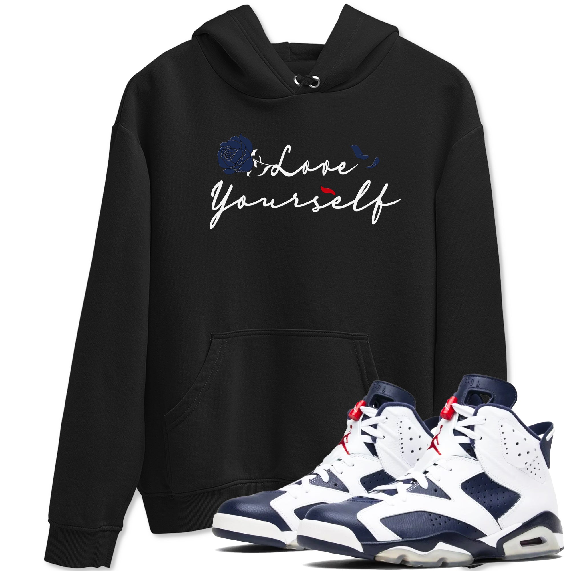 6s White And Midnight Navy shirts to match jordans Love Yourself sneaker match tees Air Jordan 6 White And Midnight Navy Drip Gear Zone unisex cotton Black 1 crew neck shirts