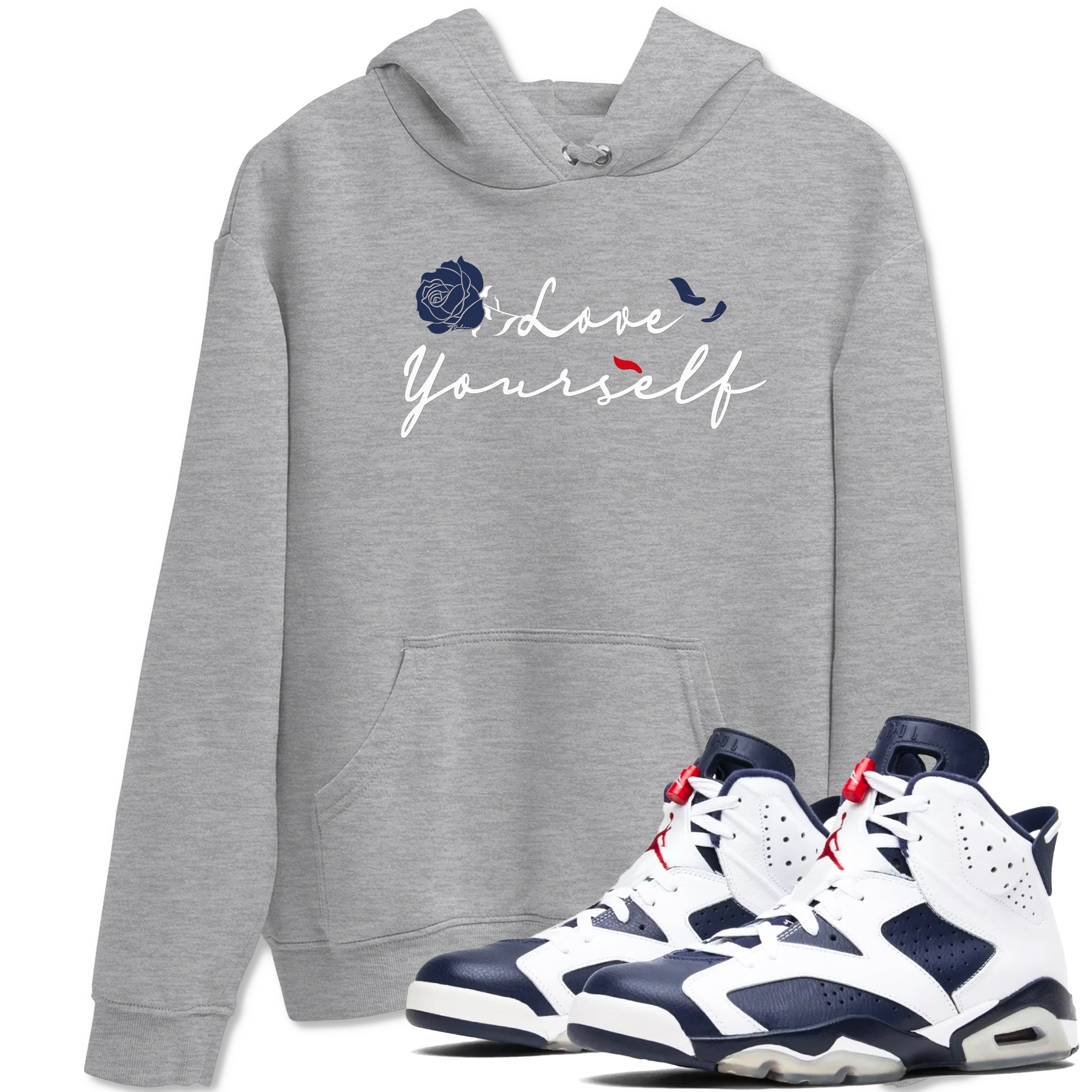 6s White And Midnight Navy shirts to match jordans Love Yourself sneaker match tees Air Jordan 6 White And Midnight Navy Drip Gear Zone unisex cotton Heather Grey 1 crew neck shirts