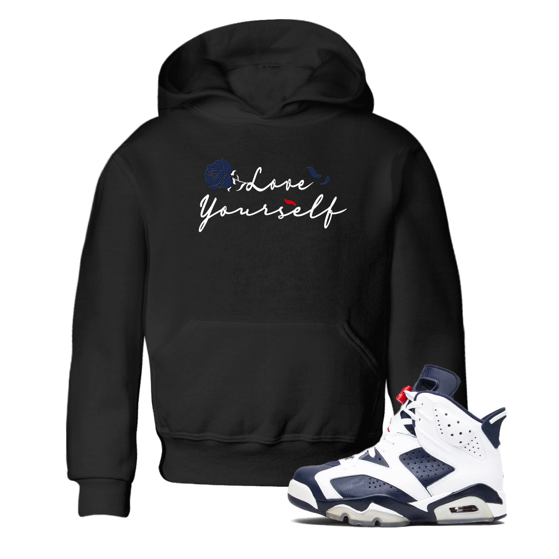 6s White And Midnight Navy shirts to match jordans Love Yourself sneaker match tees Air Jordan 6 White And Midnight Navy Drip Gear Zone Youth Baby Black 1 crew neck shirts