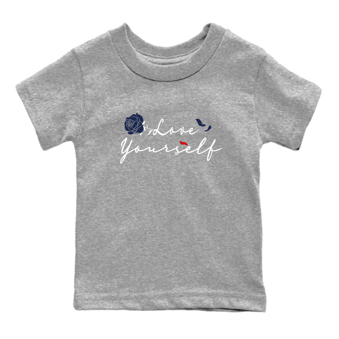6s White And Midnight Navy shirts to match jordans Love Yourself sneaker match tees Air Jordan 6 White And Midnight Navy Drip Gear Zone Youth Baby Heather Grey 2 crew neck shirts