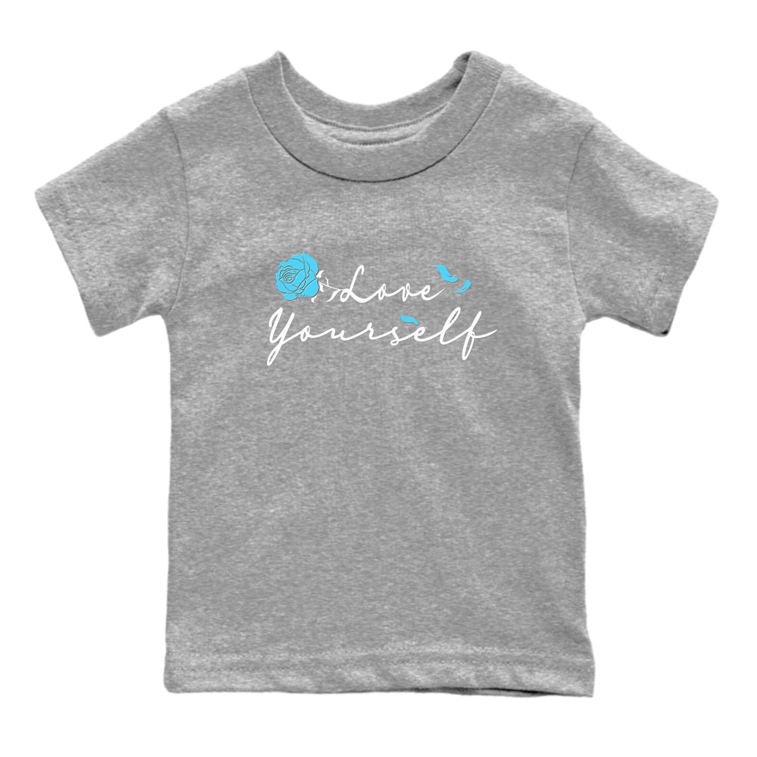 AJ9 Powder Blue shirt to match jordans Love Yourself sneaker tees Air Jordan 9 Powder Blue Drip Gear Zone baby toddler Heather Grey 2 cotton Shirt