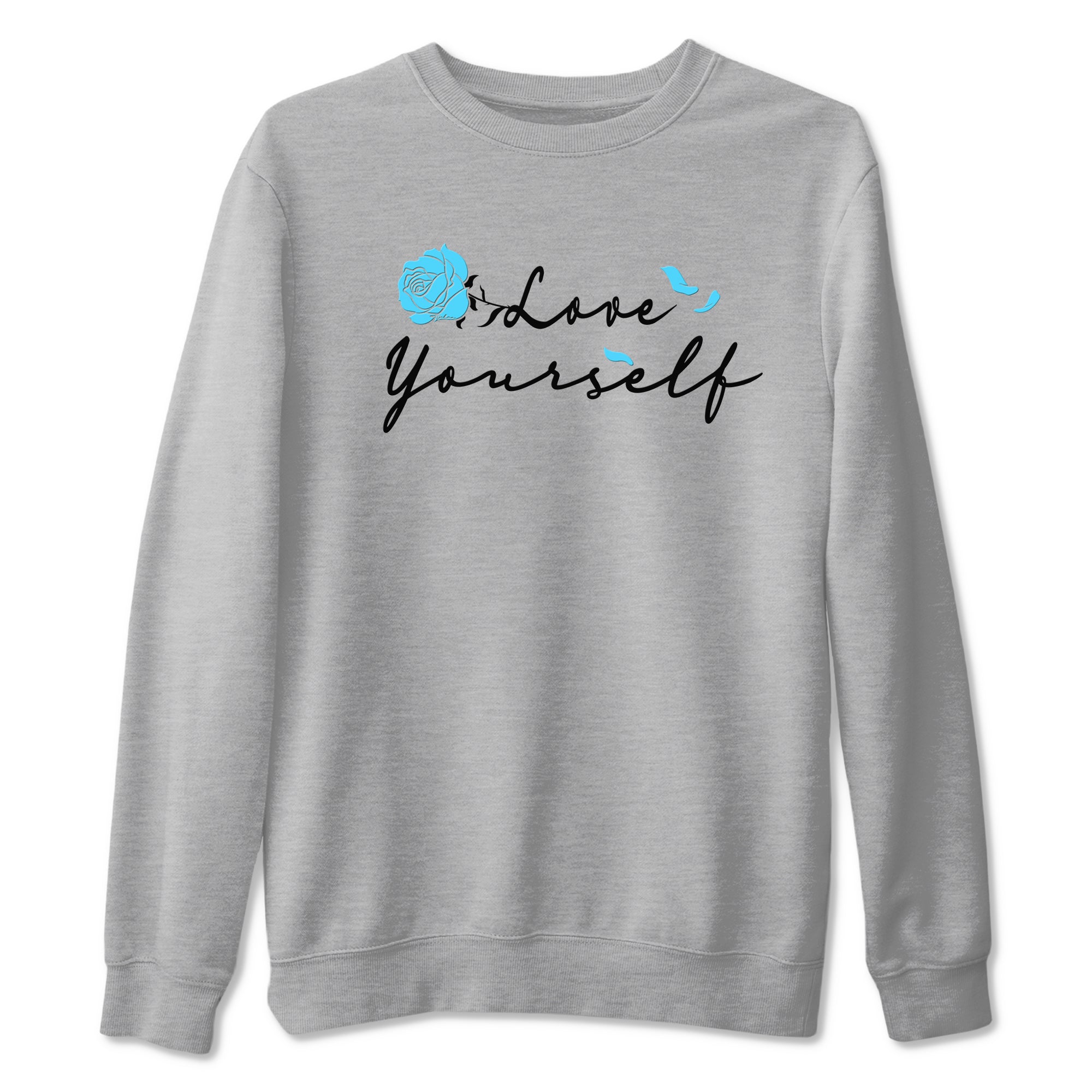 AJ9 Powder Blue shirt to match jordans Love Yourself sneaker tees Air Jordan 9 Powder Blue Drip Gear Zone unisex cotton Heather Grey 2 crew neck shirt